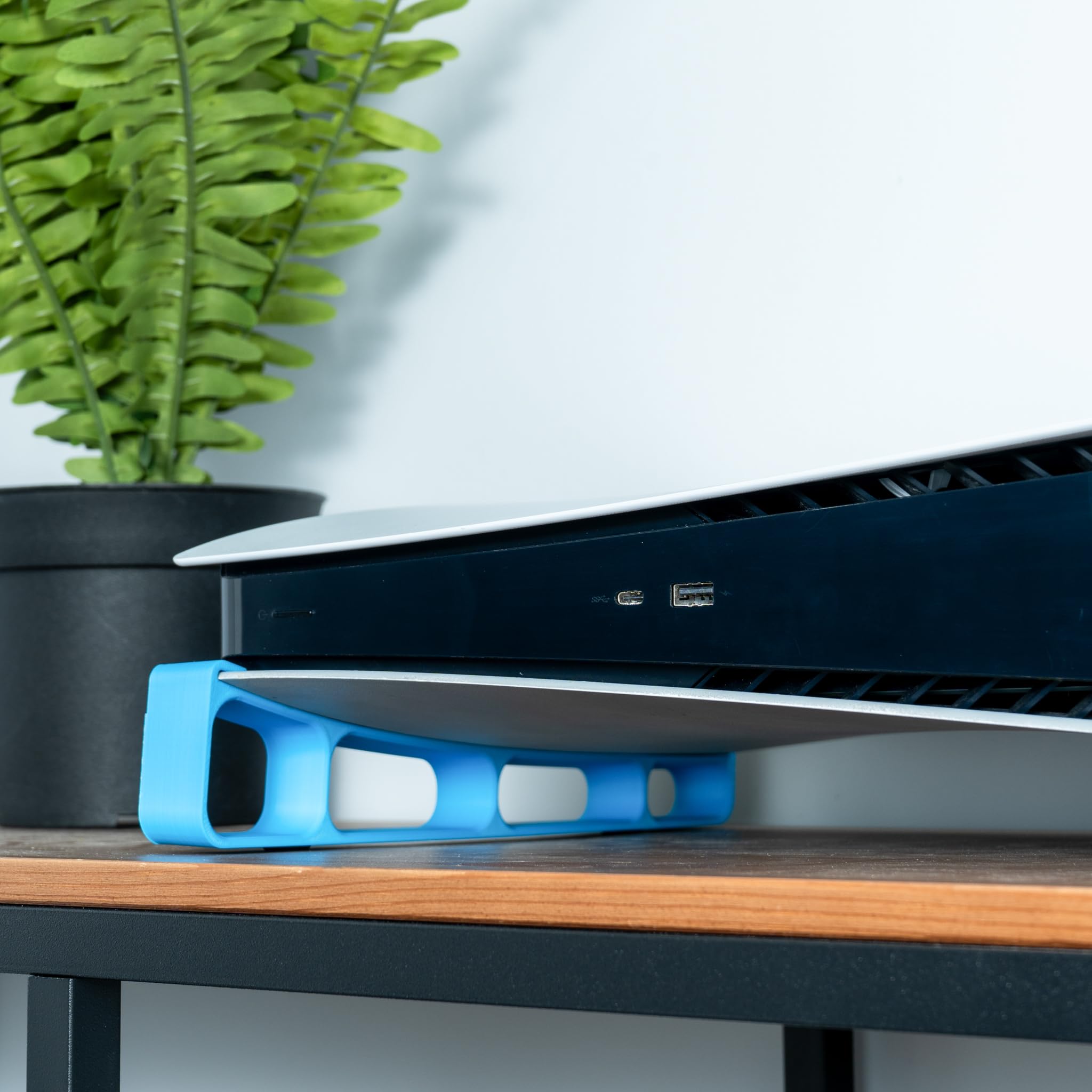 Glistco PS5 Horizontal Stand - Compatible with PlayStation 5 Disc Edition (Blue) - Secure Cooling Gaming Console Stand for Living Room & Bedroom Setup