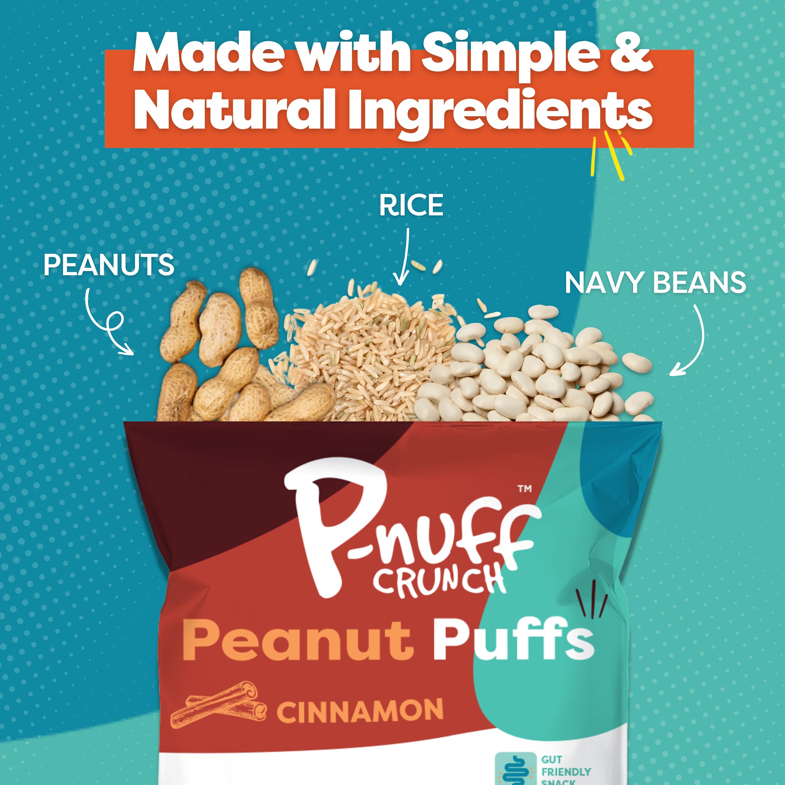 Pnuff Crunch Peanut Butter Puffs - Healthy Low Calorie Snacks, Gluten Free, Vegan, Keto Friendly, High Protein, Low Sugar - Cinnamon Flavor, 4 Oz Bags (Pack of 3) - Perfect for Office Snacks, Gym Fuel & On-the-Go Energy Boost