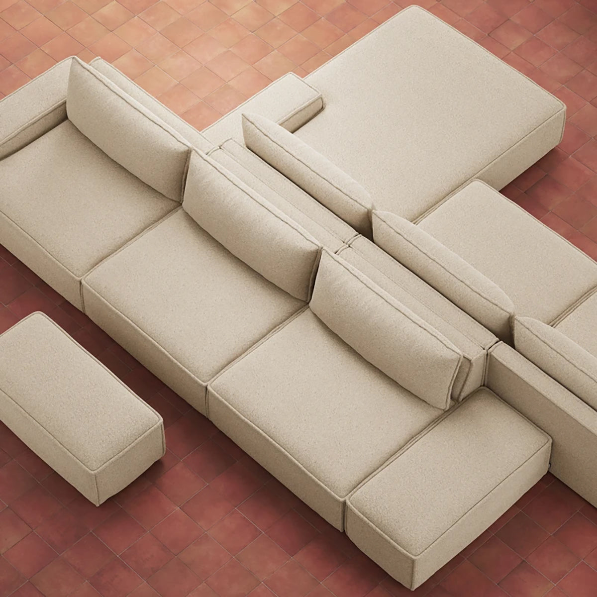Daphne Boucle Modular 1-Seater Sofa (Armless) - Modern Living Room Furniture for Small Spaces & Apartments