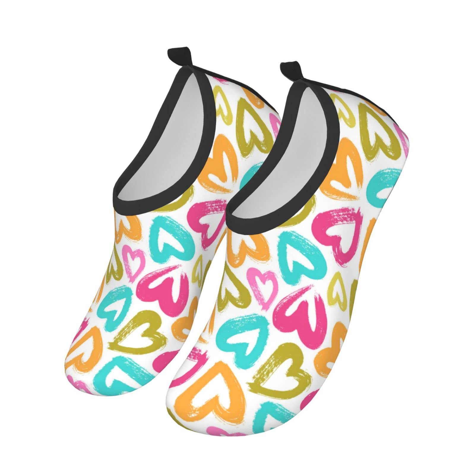 RUIHEP Quick Dry Water Shoes for Men & Women - Colorful Peach Heart Barefoot Aqua Socks for Surfing, Yoga, Swimming & Beach Activities