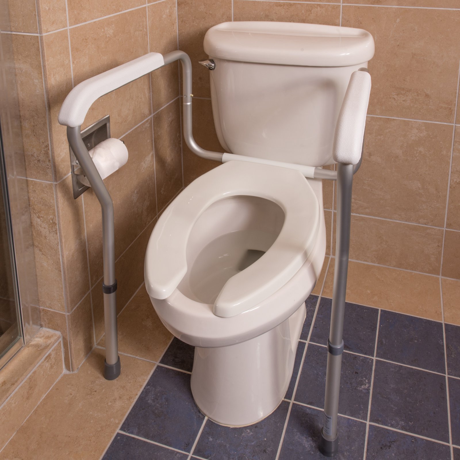 **HealthSmart Adjustable Toilet Safety Rails - Bathroom Handles & Stability Frame for Elderly & Disabled - Non-Slip Support for Safe Toilet Use, Shower & Bathroom Mobility Aid**    *(Use Cases: Ideal for seniors, post-surgery recovery, and individuals with limited mobility to enhance bathroom safety and independence.)*