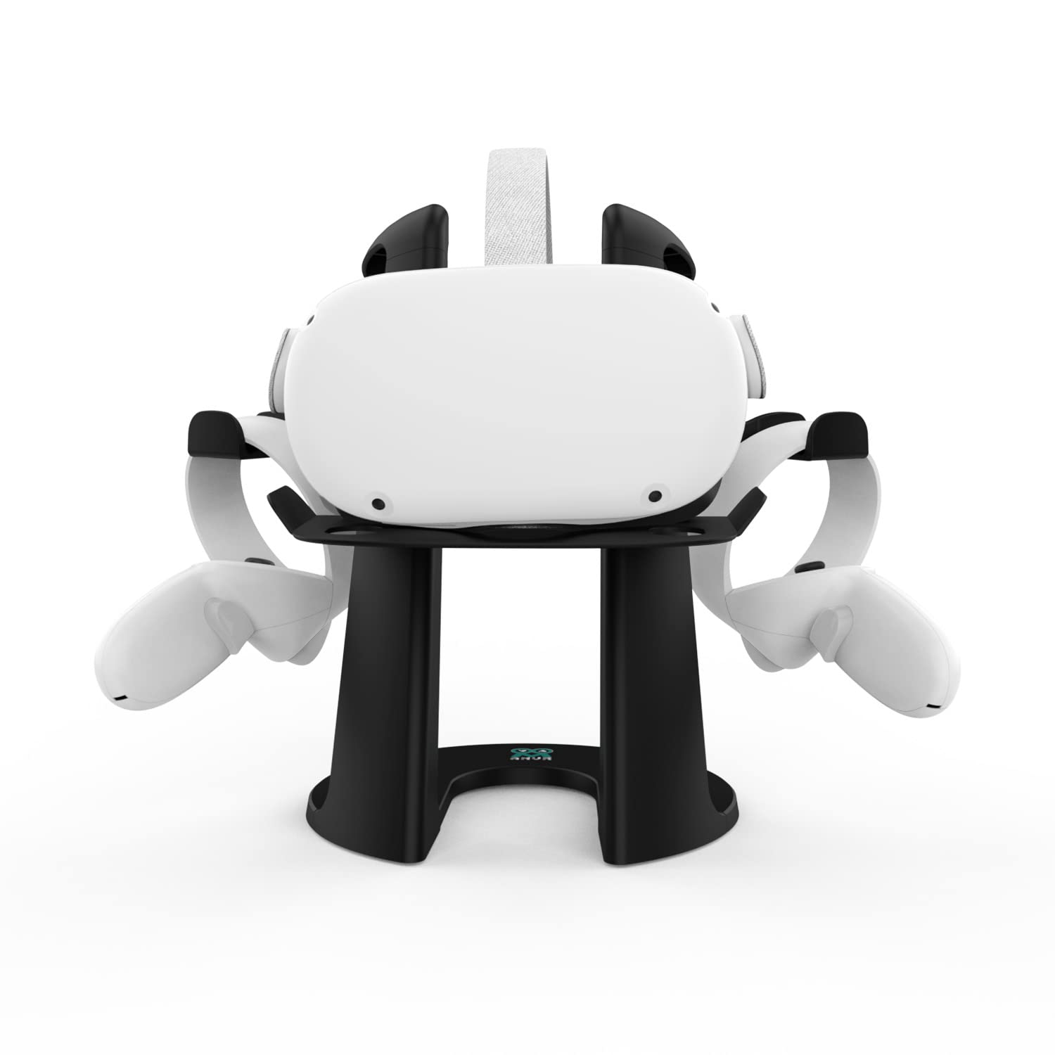 AMVR VR Stand for Oculus Quest 2 - Universal VR Headset & Controller Display Holder Compatible with Quest, Rift, Rift S, Valve Index (Black) - Perfect for Gaming Setup & VR Accessories Organization