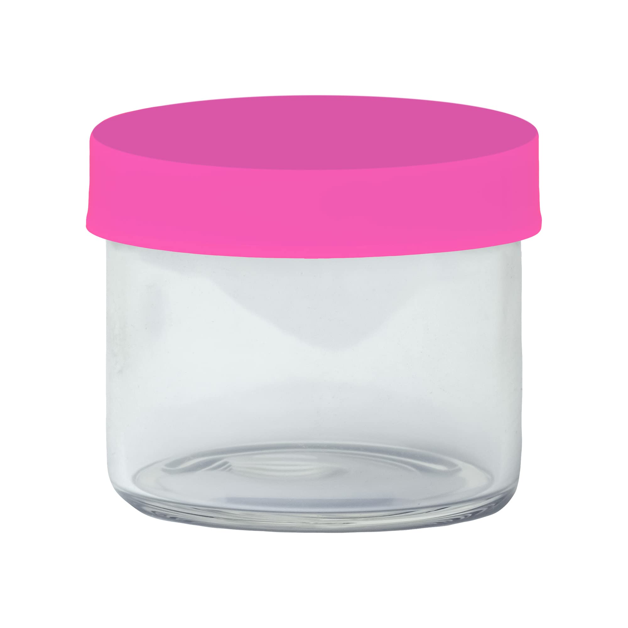 100-Pack 6ml Round Glass Jars with Silicone Lids - Airtight No-Neck Concentrate Containers for Essential Oils, Waxes, Balms, Cosmetics & DIY Crafts | Perfect for Home Storage, Travel & Gift Packaging (Pink)