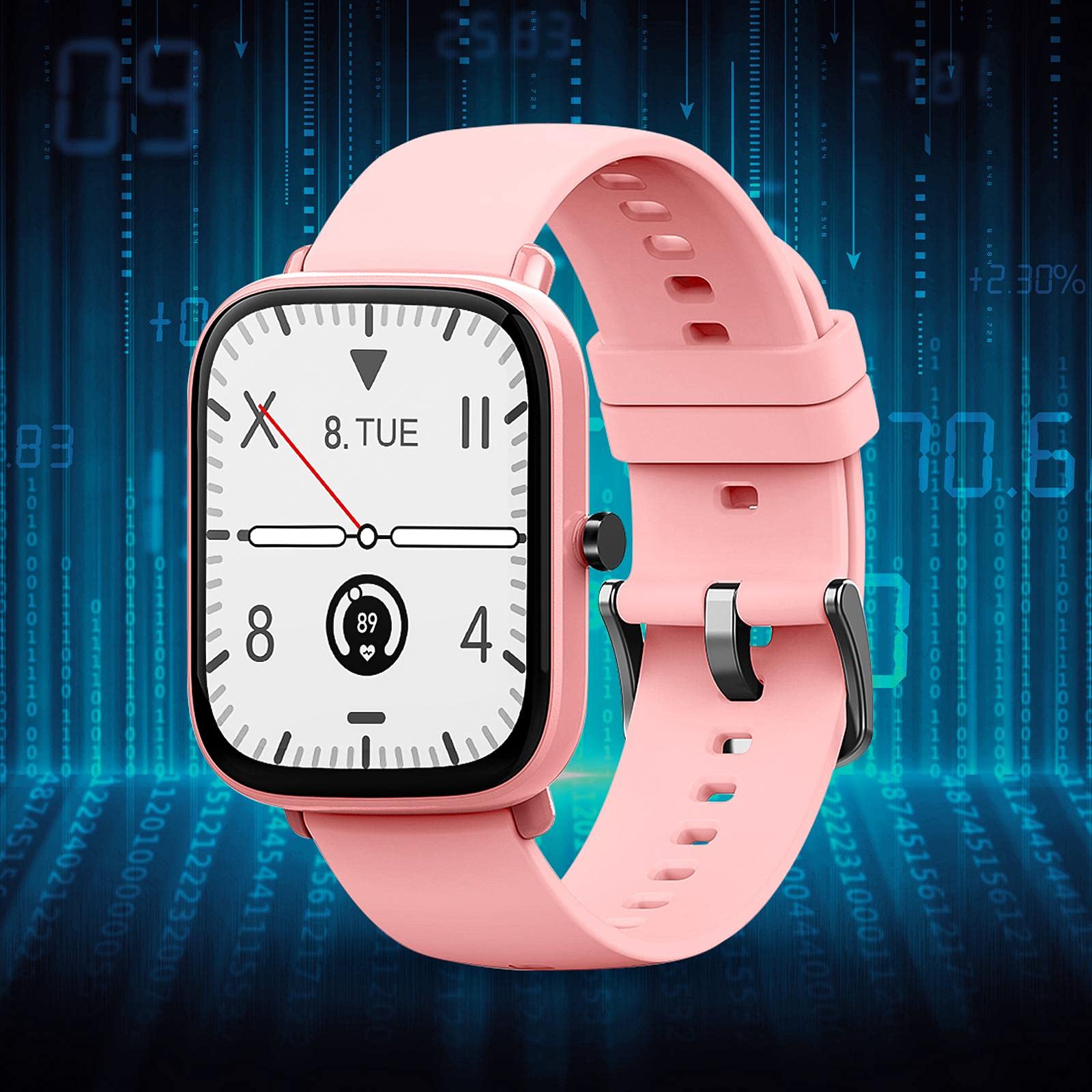 Smart Fitness Watch with Blood Pressure, Heart Rate & Blood Oxygen Monitoring - 14 Sports Modes, Call/SMS/App Alerts - Compatible with Android & iOS - Perfect for Running, Gym Workouts & Daily Activity Tracking