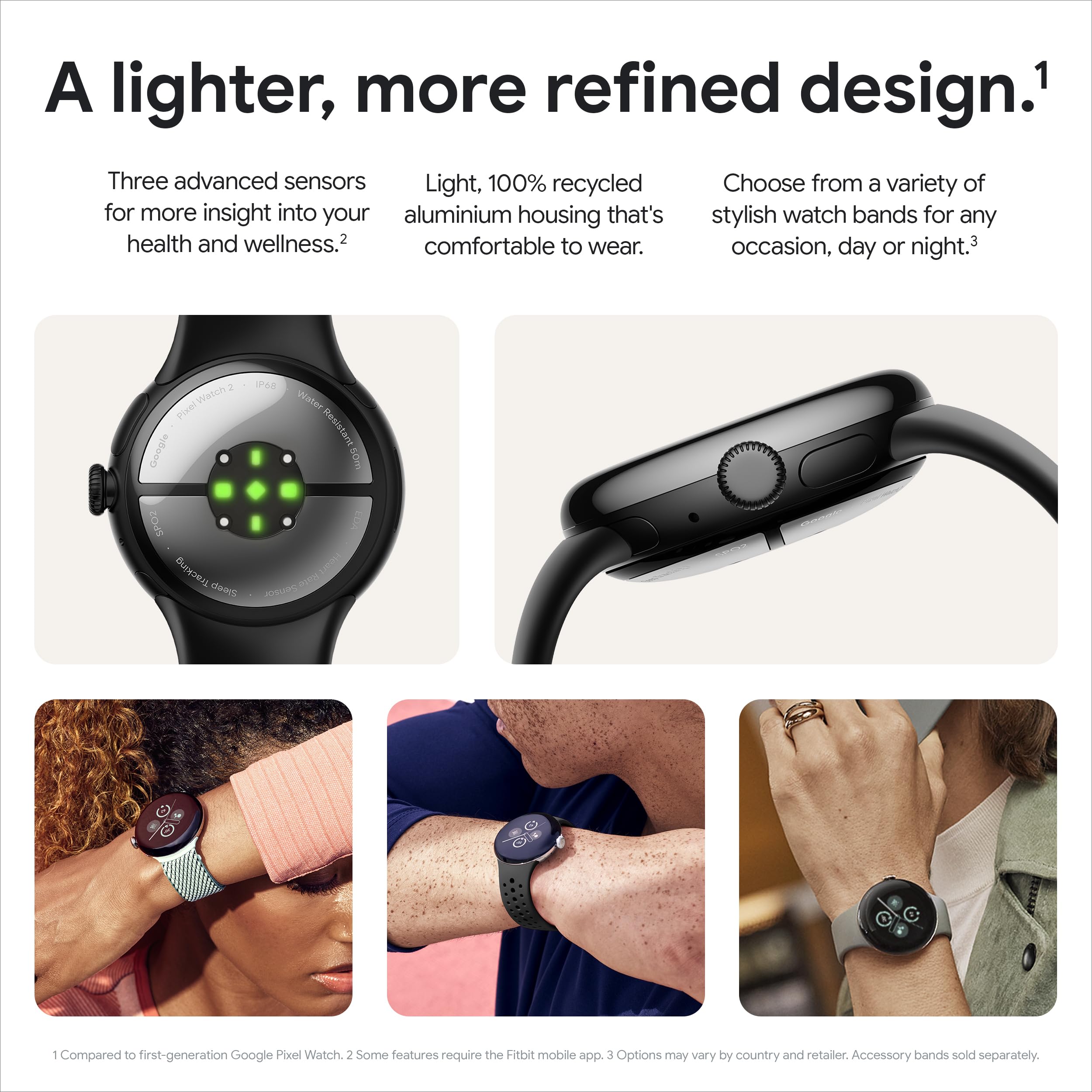 Google Pixel Watch 2 Smartwatch with Fitbit Heart Rate Tracking, Stress Management & Safety Features - Android Wear OS Watch with Matte Black Aluminum Case & Obsidian Active Band - Wi-Fi Connectivity for Fitness, Workouts & Daily Activity Tracking