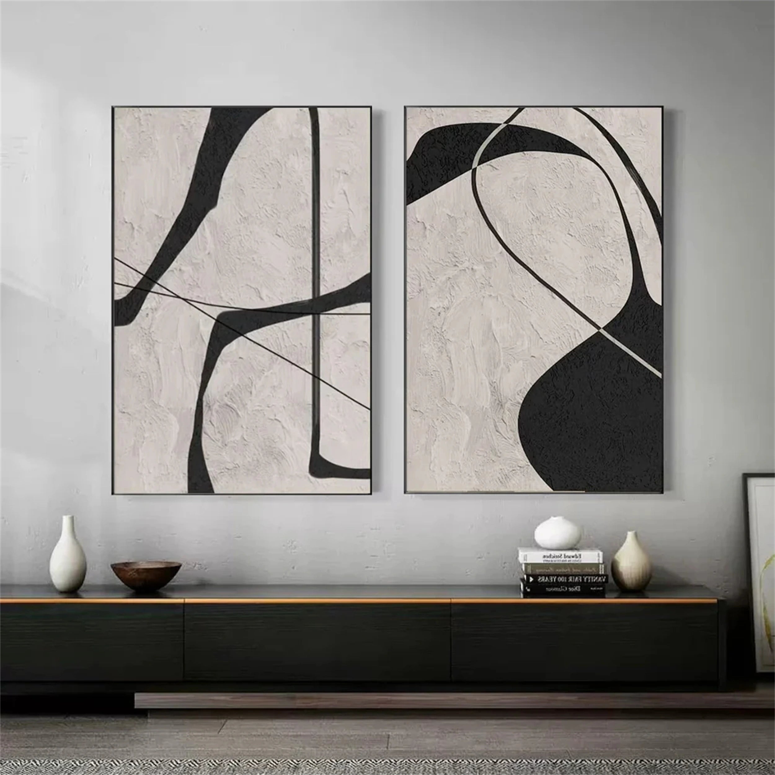 Abstract Tranquility Set of 2 Wall Art Paintings - Modern Minimalist Canvas Prints for Living Room, Bedroom & Office Decor #WS122