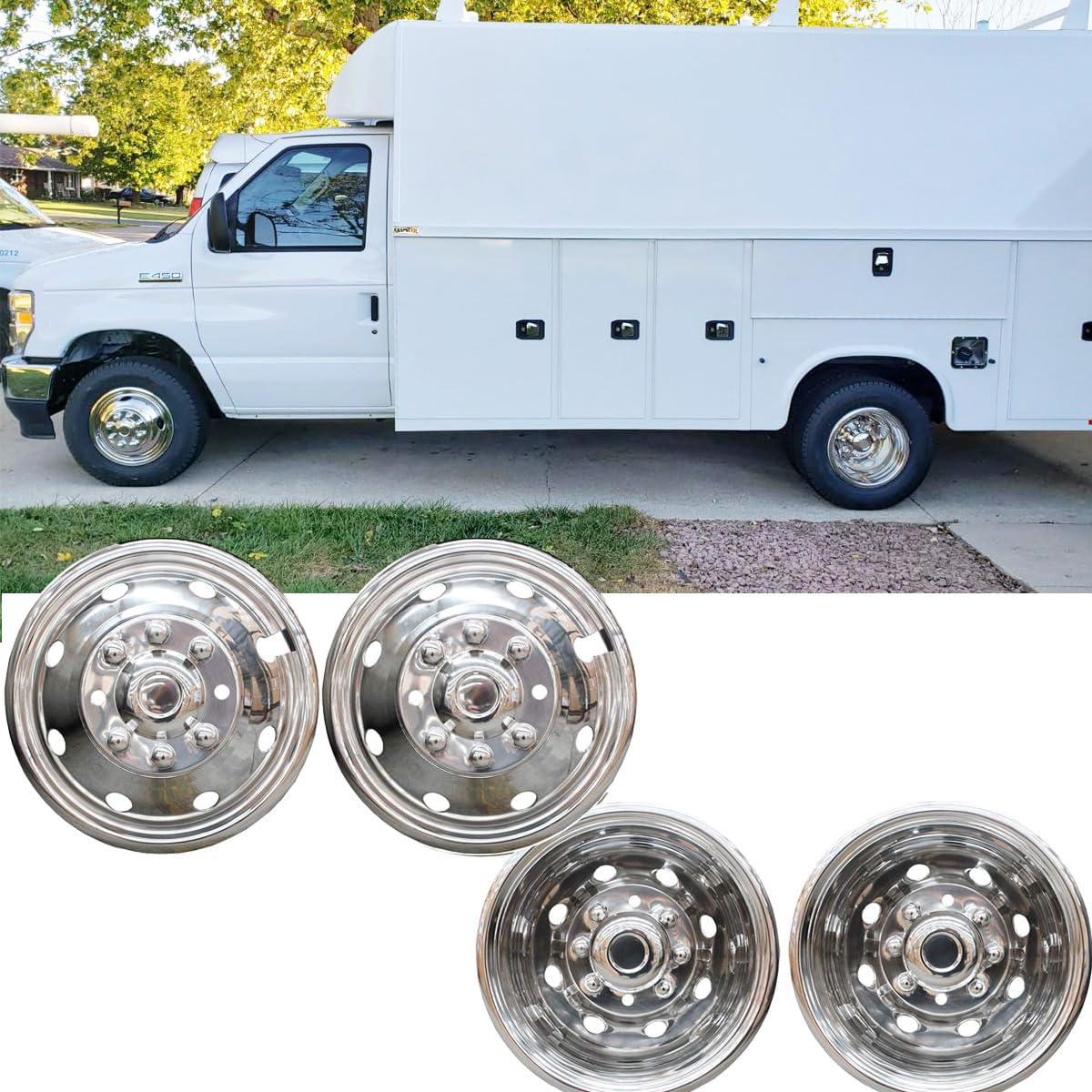 4pcs Polished Stainless Steel Wheel Simulators - 16