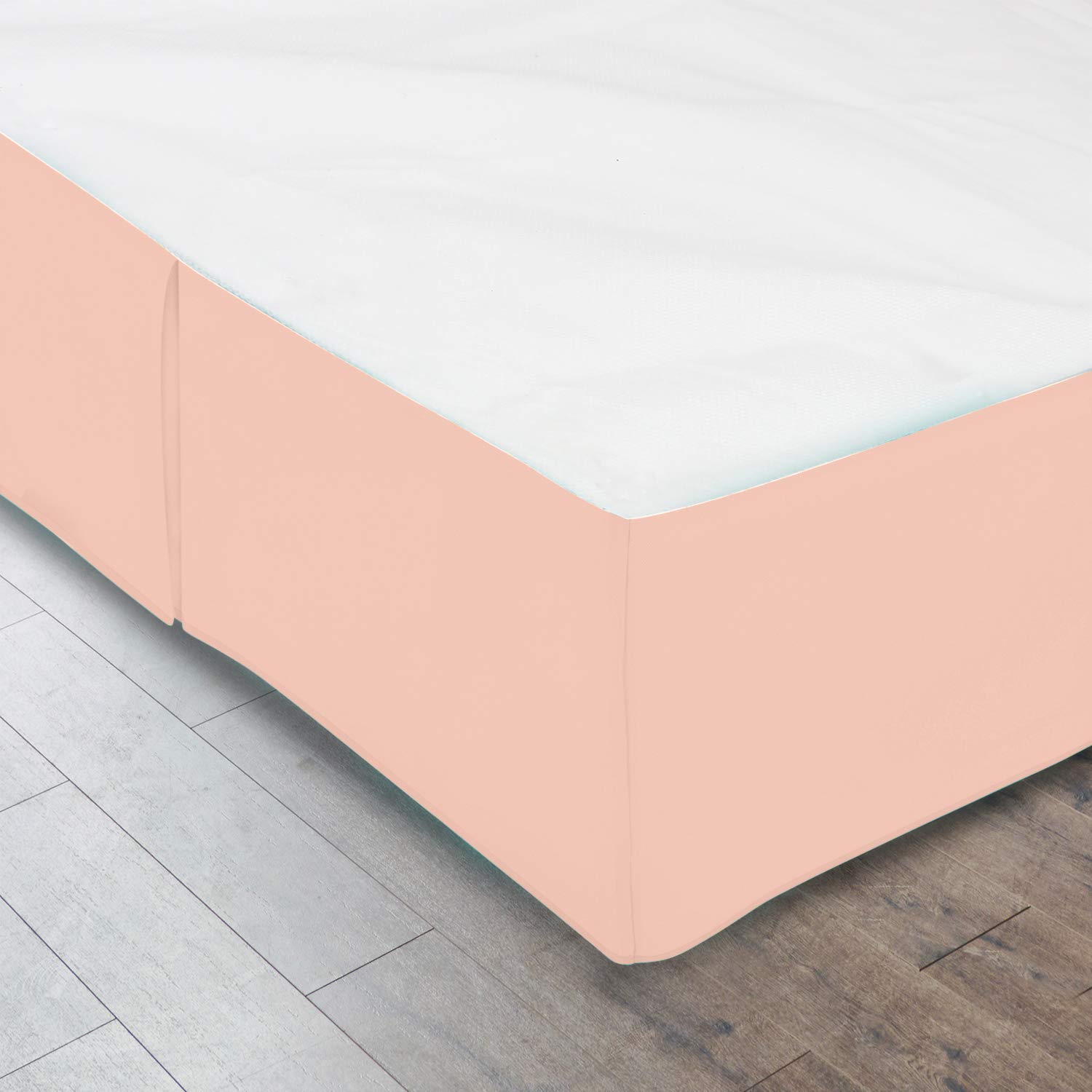 Luxury Peach Pleated King Bed Skirt - 18