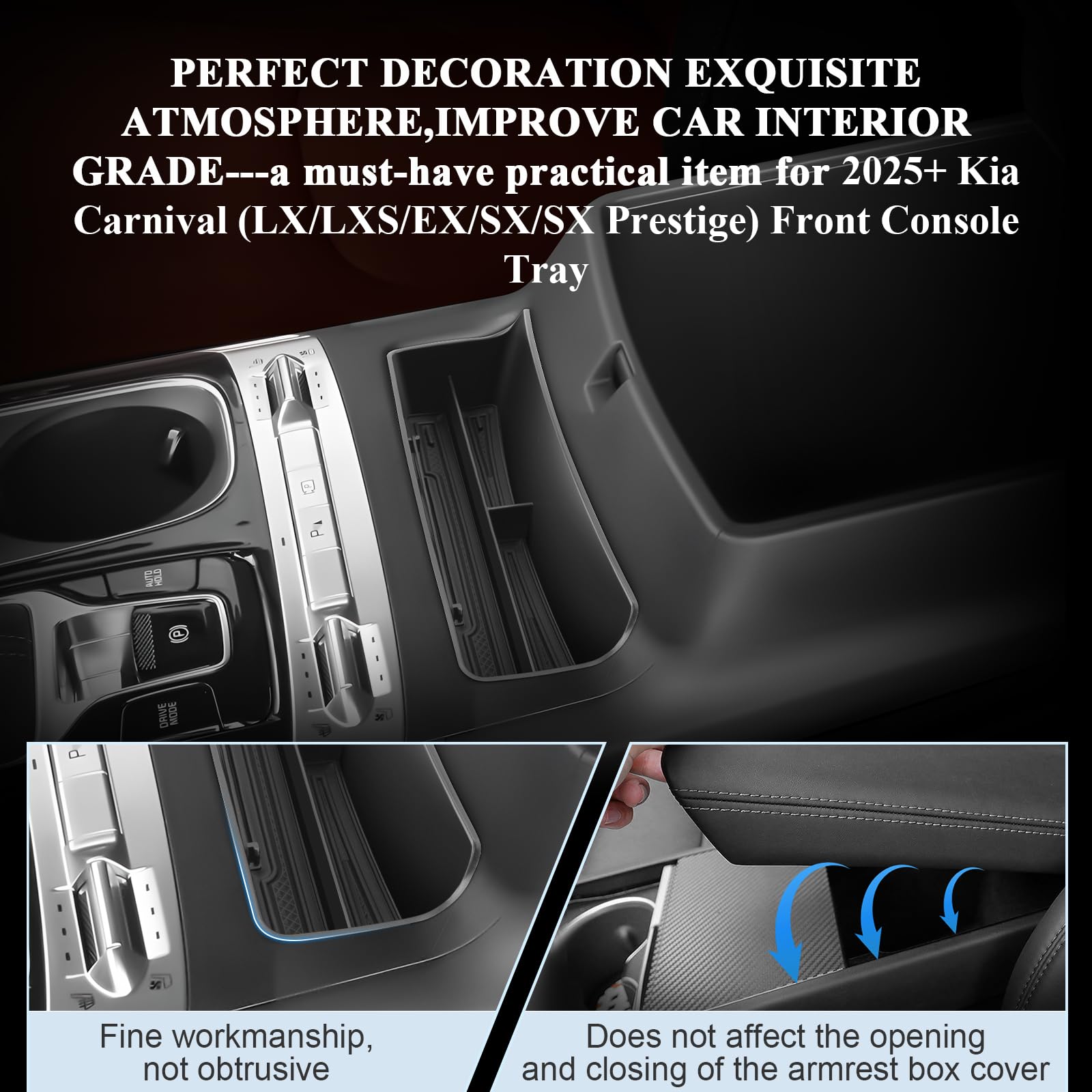 2-Pack 2025 Kia Carnival Center Console Organizer & Cup Holder Tray - Glove Pallet Insert for Enhanced Car Storage - Perfect for Road Trips, Family Travel & Daily Commute
