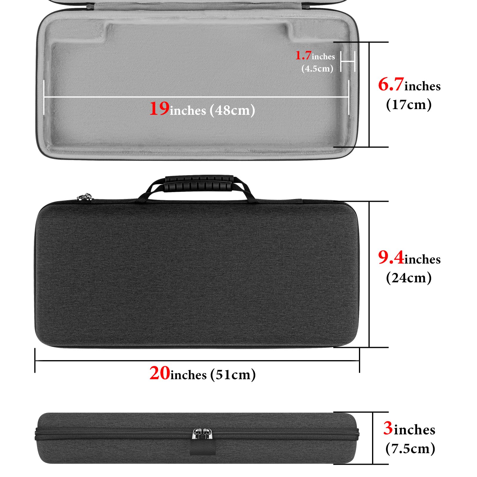 Geekria Full-Size Keyboard Hard Shell Travel Case for 104-108 Key Mechanical Gaming Keyboards - Compatible with Corsair K100 RGB, K95 RGB & Razer BlackWidow V4 - Perfect for Travel, LAN Parties & Office Storage