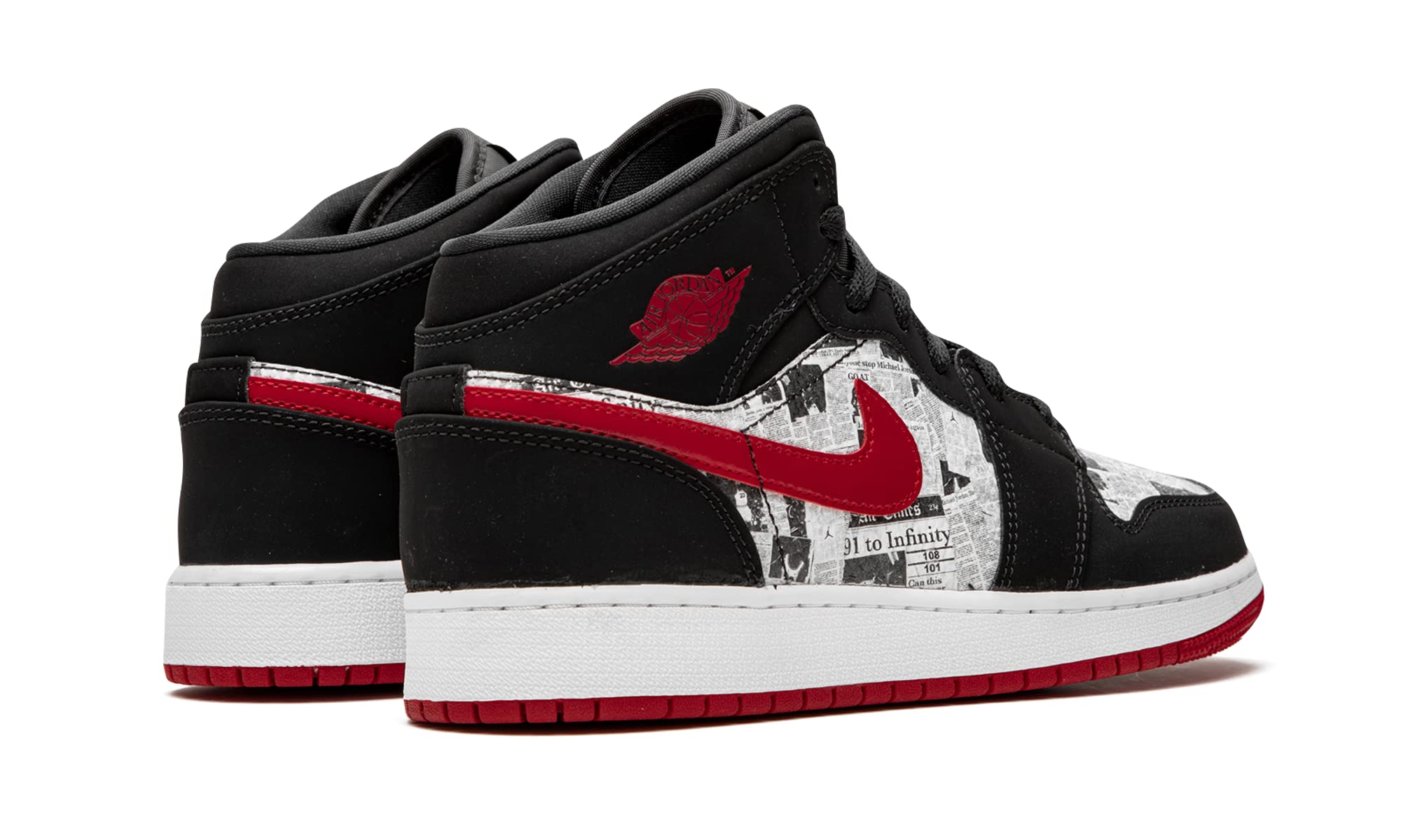 Air Jordan 1 Mid SE Kids Basketball Shoes - Newspaper Print Design - Comfortable Sneakers for Boys & Girls | Perfect for School, Sports & Casual Wear