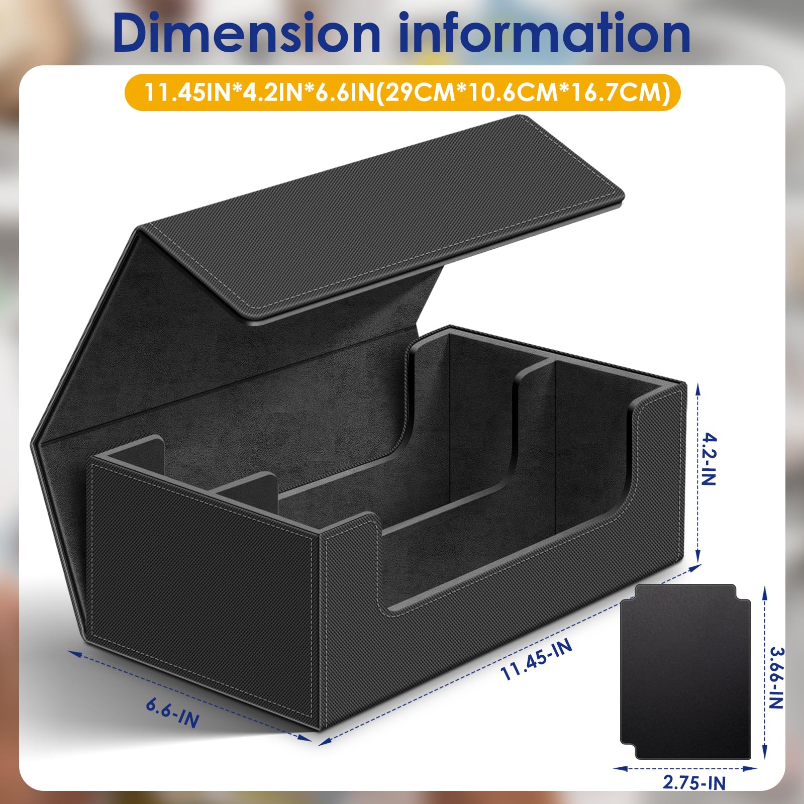 Premium 1200+ Trading Card Deck Case - Leather Magnetic Closure Storage Box for Magic, Sports & Game Cards - Durable Commander Card Protector (Black) - Perfect for Collectors, Tournaments & Home Storage