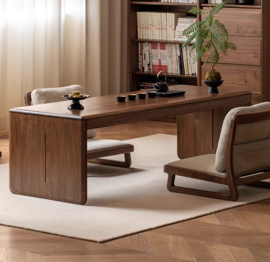 Solid Oak Wood Tatami Tea Table - Japanese Style Low Coffee Table for Zen Living Room, Meditation, and Tea Ceremony