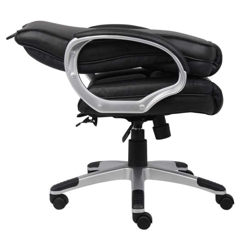 Premium Executive Black Leather Office Chair with Fixed Arms B8601 - Ergonomic Support for Long Hours, Ideal for Home Office and Corporate Workspaces