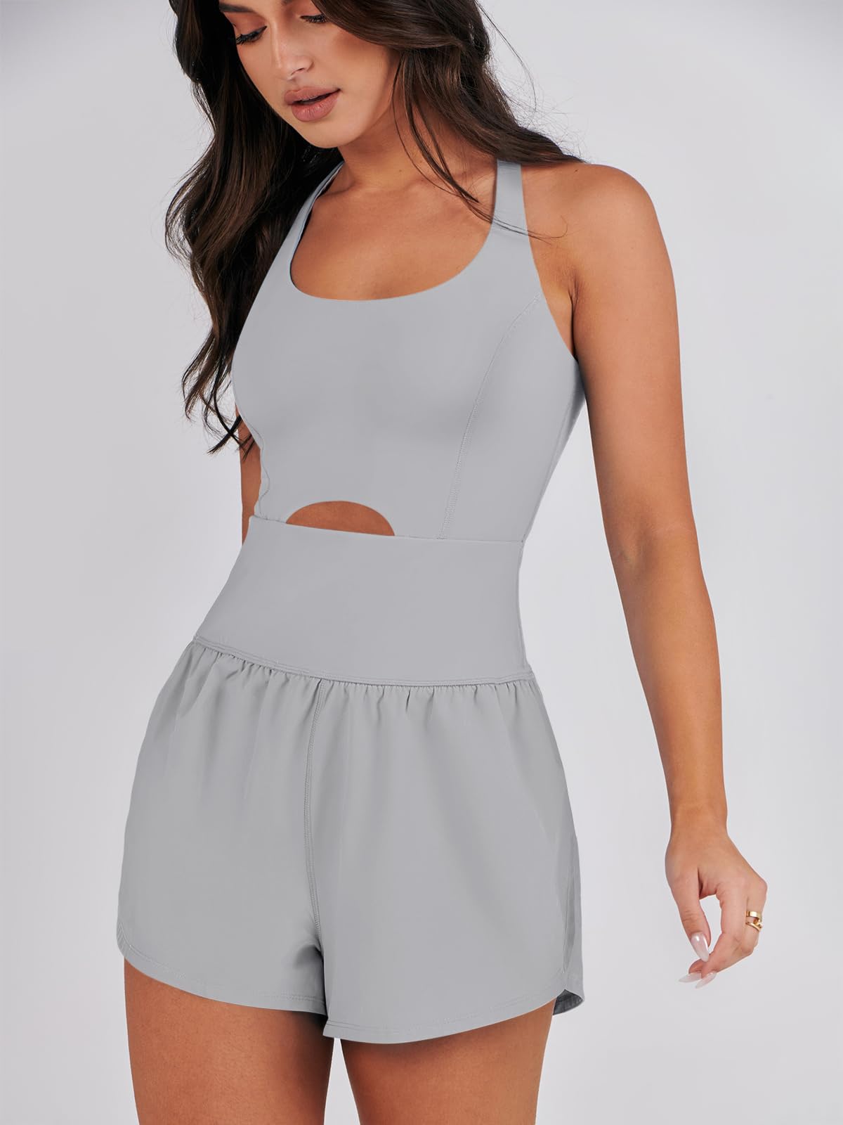 ANRABESS Women's Workout Romper Jumpsuit - Running, Yoga, Gym Activewear Set | Summer 2025 Fitness Outfit for Women | Perfect for Workouts, Yoga Sessions & Outdoor Activities