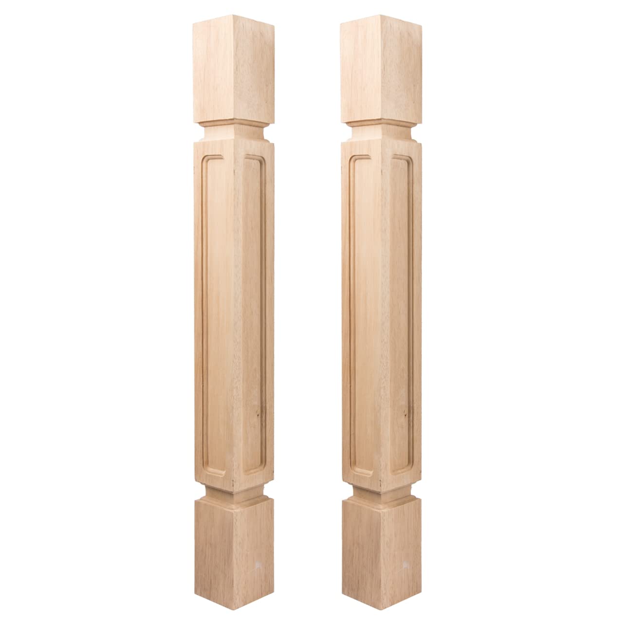 Unfinished Rubberwood Replacement Island Legs 36 x 3.5 x 3.5-inch Square - 2PCs for Large Dining Table & Kitchen Table - Perfect for DIY Furniture Projects & Home Renovation