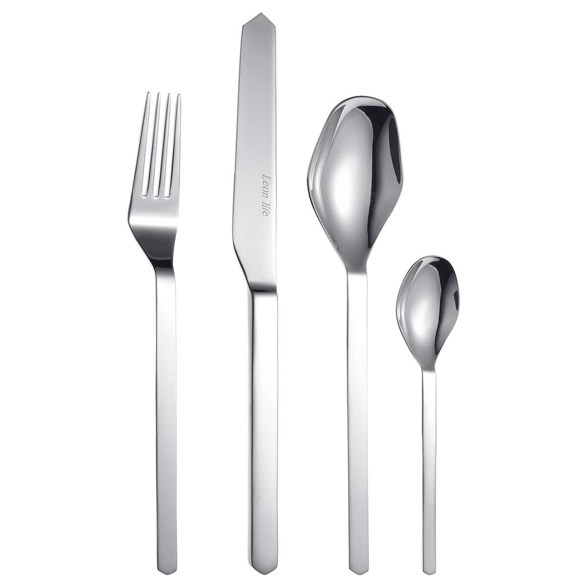 Premium 18/10 Stainless Steel Flatware Set - 4-Piece Mirror Polished Silverware (Fork, Spoon, Knife) | Dishwasher Safe Dinnerware for Formal Dining, Wedding Gifts & Everyday Use