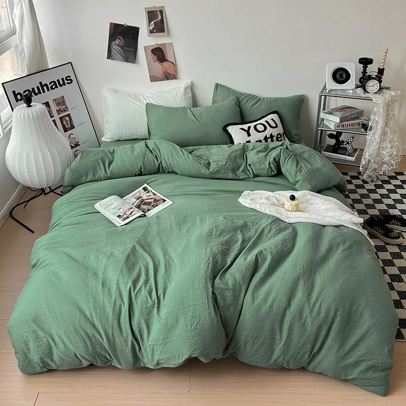 Wrinkle-Free Solid Color Bedding Set - Soft & Durable Queen/King Size - Perfect for Modern Bedrooms & Guest Rooms