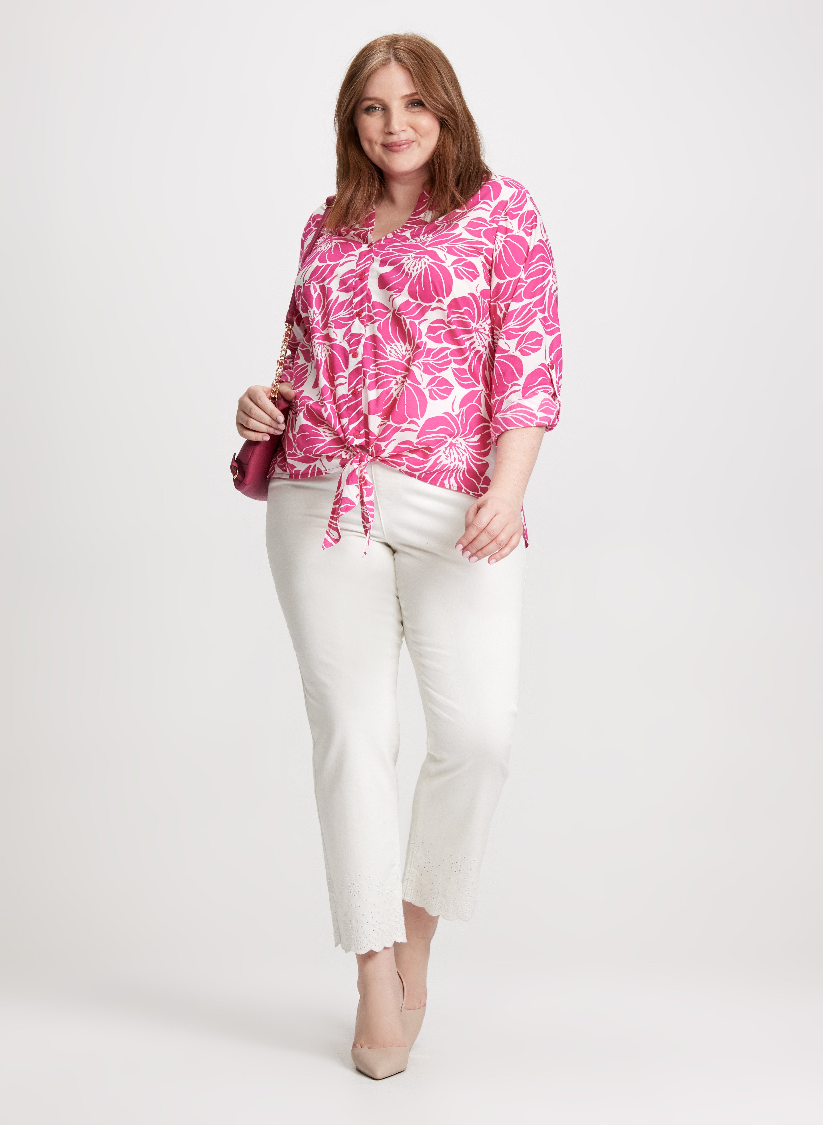 Floral Blouse & Embroidered Jeans for Women - Stylish Summer Outfit for Casual Wear, Date Night, and Office Fashion