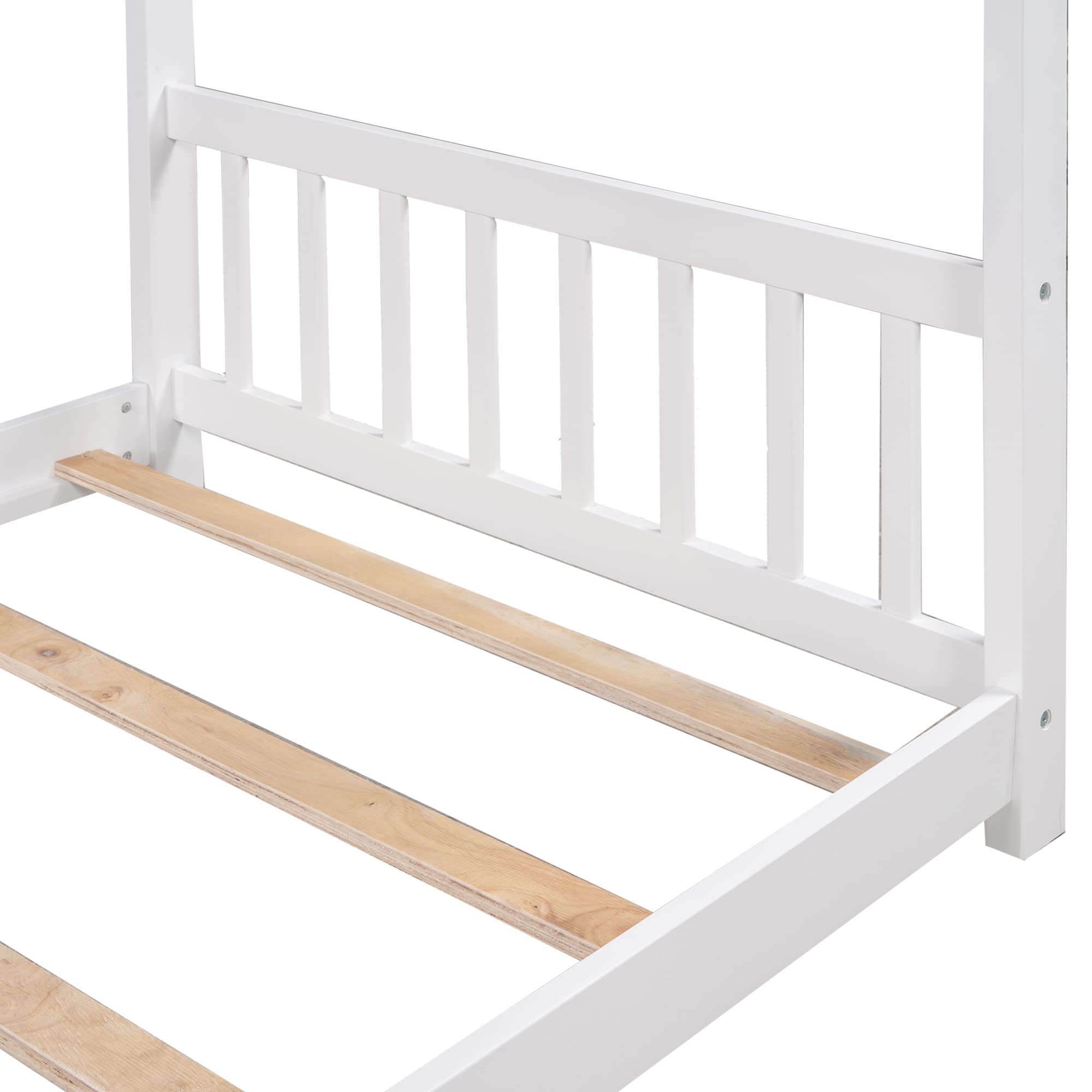 Harper & Bright Designs Wooden House Twin Bed for Kids - White Platform Bed Frame with Headboard & Footboard, Montessori Toddler Bed, No Box Spring Needed - Perfect for Nursery, Bedroom & Playroom Decor