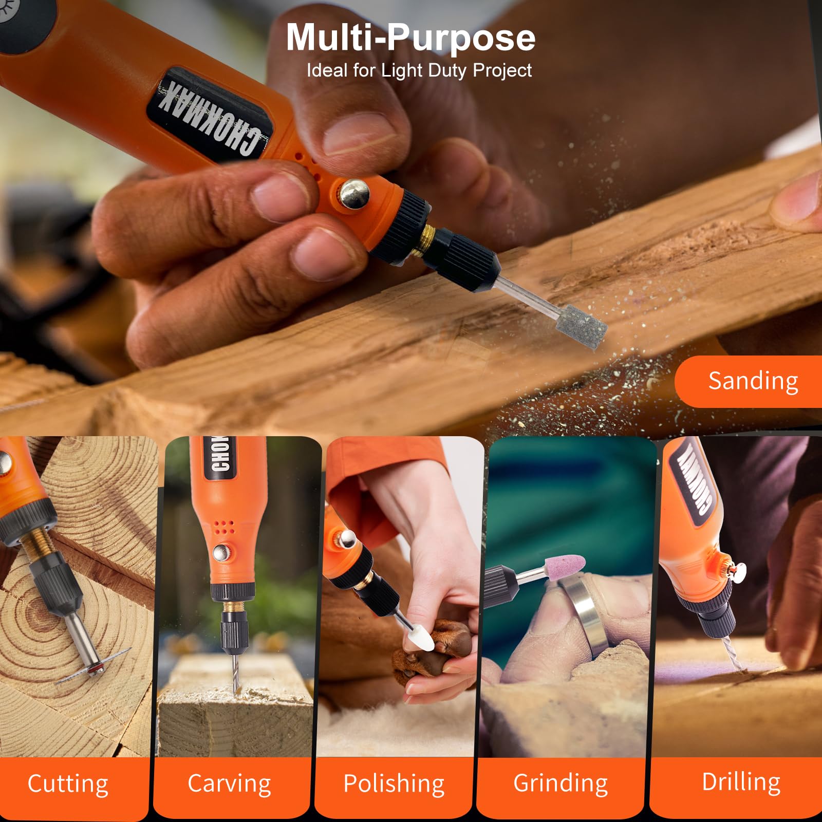 5-Speed Mini Cordless Rotary Tool Kit with 72 Accessories & LED Light - USB-C Rechargeable for Engraving, Sanding, Polishing, Drilling - Perfect for DIY Crafts, Jewelry Making, Woodworking & Home Repairs