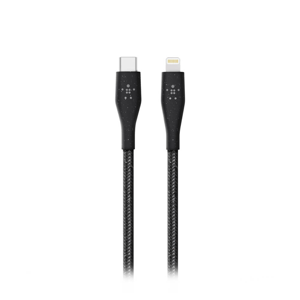 Belkin DuraTek Plus Lightning to USB C Cable 1.2m (4ft) - Fast Charging & Sync Compatible with iPhone iPad - Durable Nylon Braided Black Cable for Home Office Travel