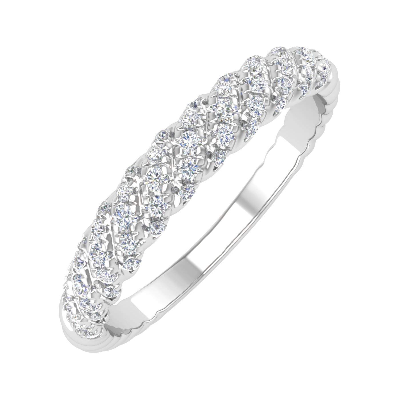 1/4 Carat Diamond Wedding Band Ring for Women in 10K Gold - Elegant Stackable Bridal Ring for Engagement, Anniversary & Everyday Wear