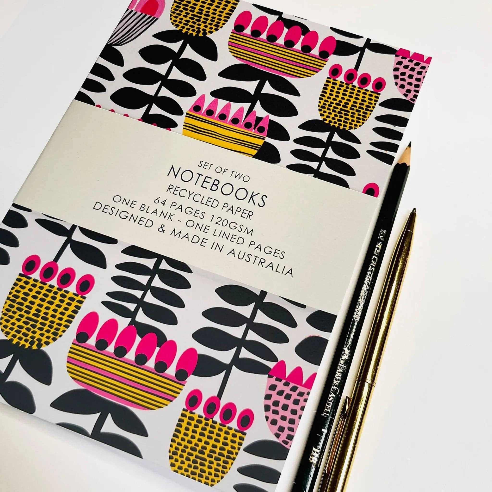 Vintage Mid Century Modern A5 Notebook Set - 3 Pack Lined Journal for Writing, Sketching & Note Taking - Perfect for Office, School & Travel