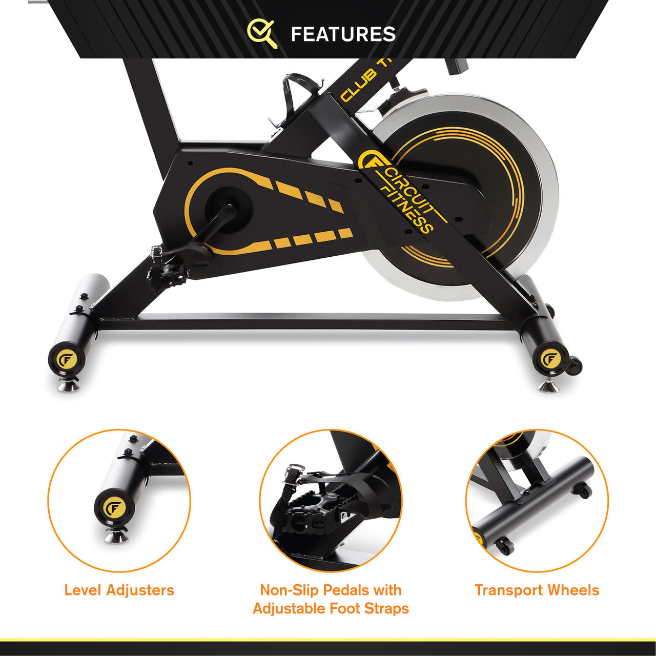 Circuit Fitness AMZ 955BK BT Indoor Cycling Bike - 40 lbs Flywheel, Bluetooth Connectivity, Quiet Belt Drive System | Home Gym Cardio Workout Equipment for Weight Loss & Fitness Training