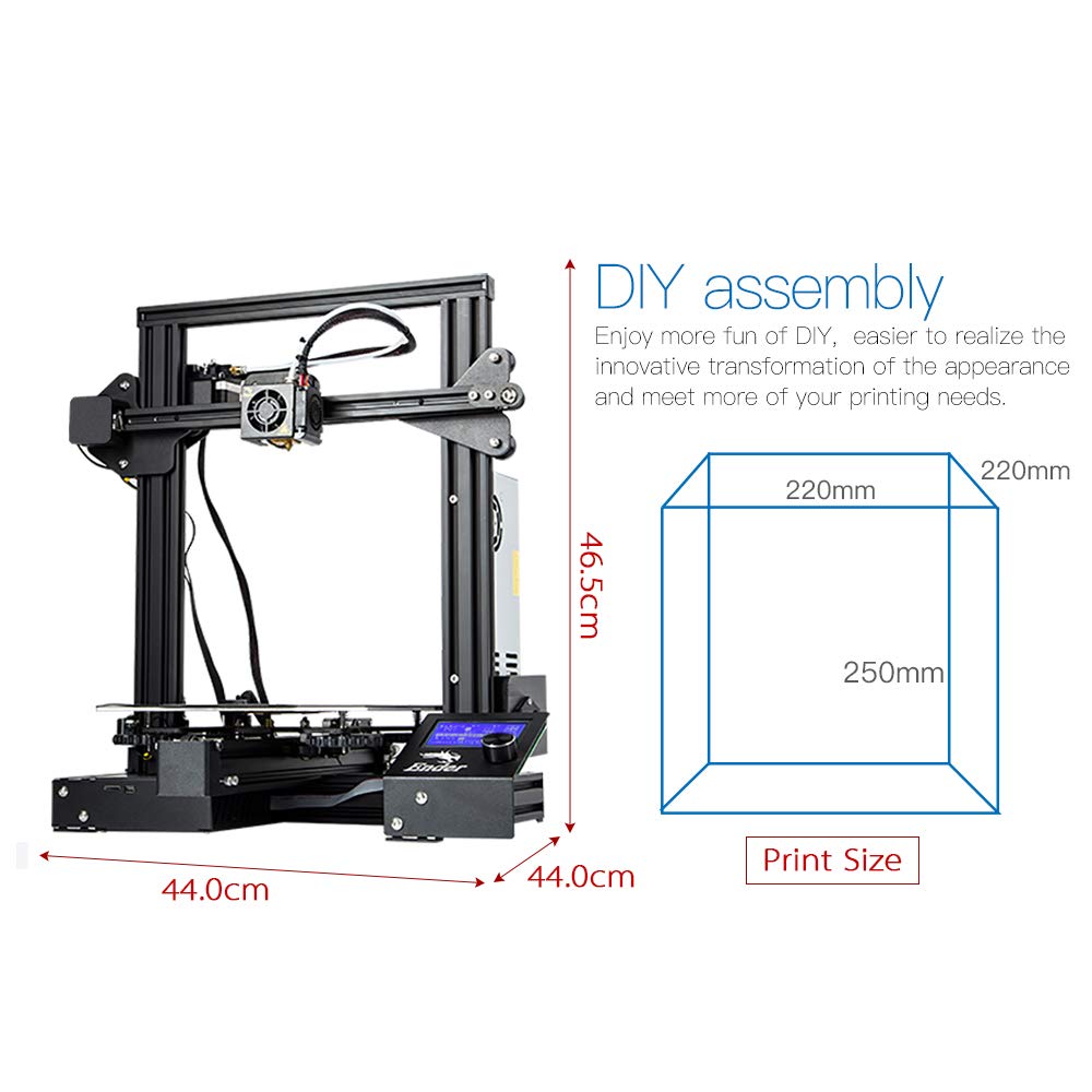 Creality Ender 3 3D Printer Kit with 5 Hardened Steel Nozzles - High Precision DIY Printing for Home, School & Hobby Projects | Perfect for Prototyping, Cosplay & Educational Models