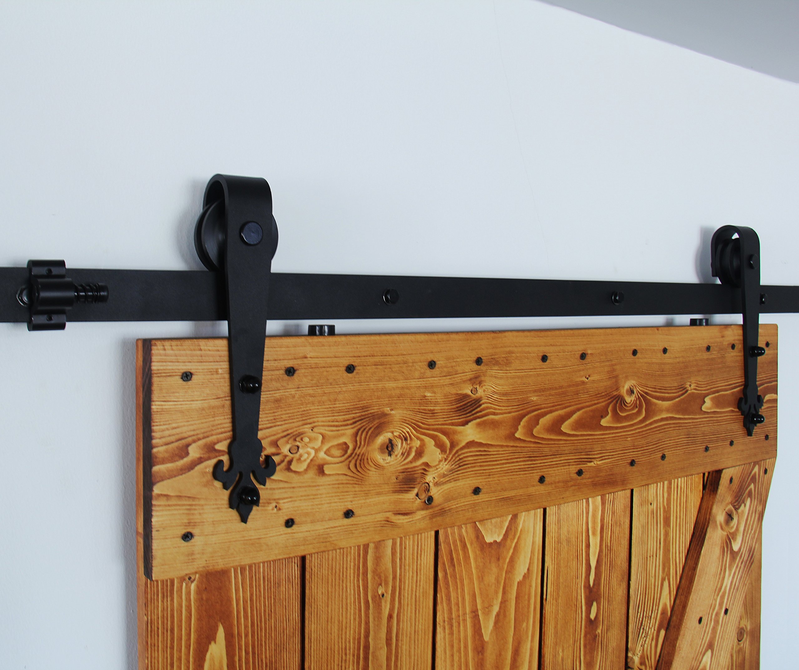 3.5-16FT Heavy Duty Sliding Barn Door Hardware Kit - Smooth & Quiet Operation - 10FT Rails for 60