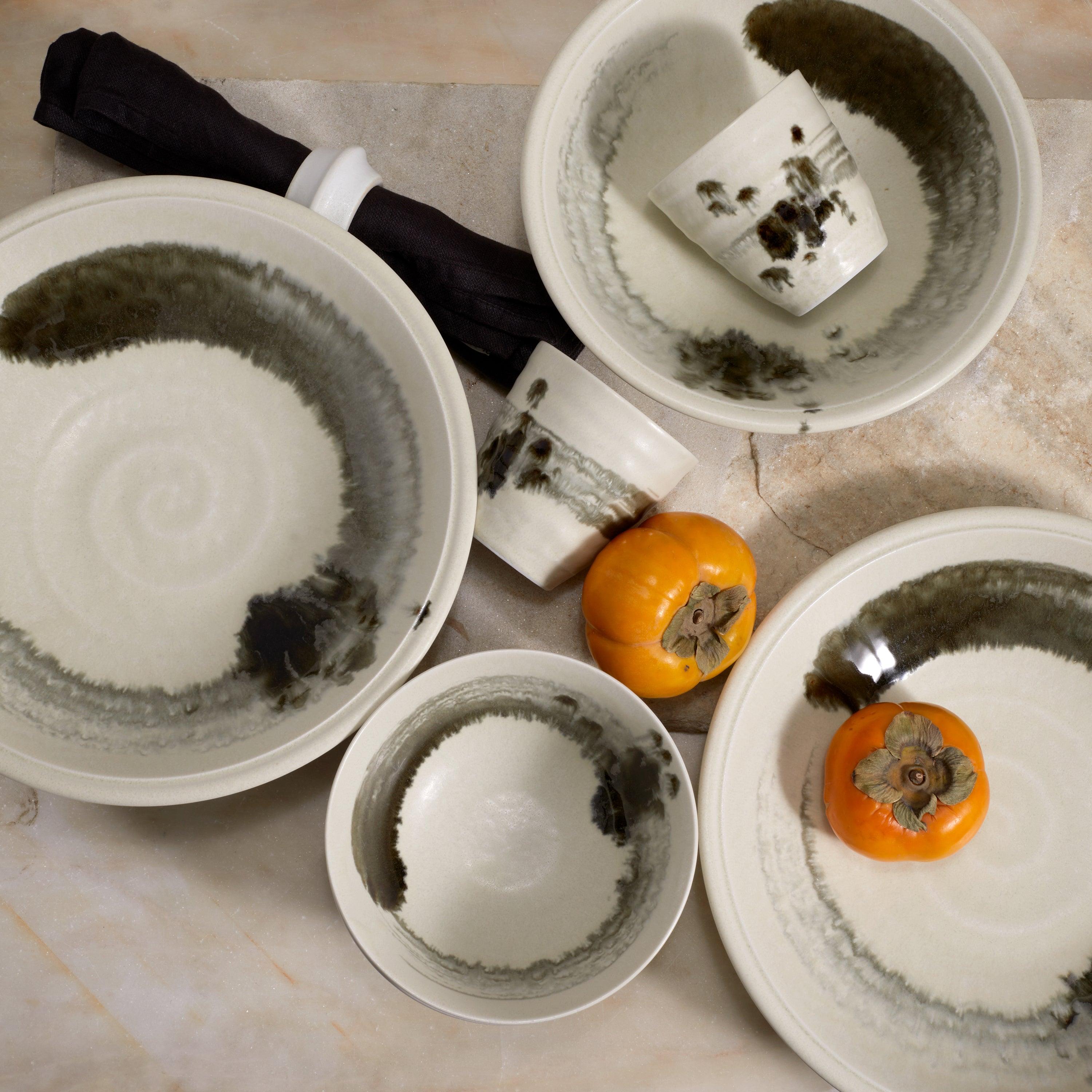 Premium Sumi Brush Design Ceramic Cereal Bowl - Japanese-Inspired Breakfast Bowl for Cereal, Soup, and Salad - Perfect for Home, Office, and Restaurant Use