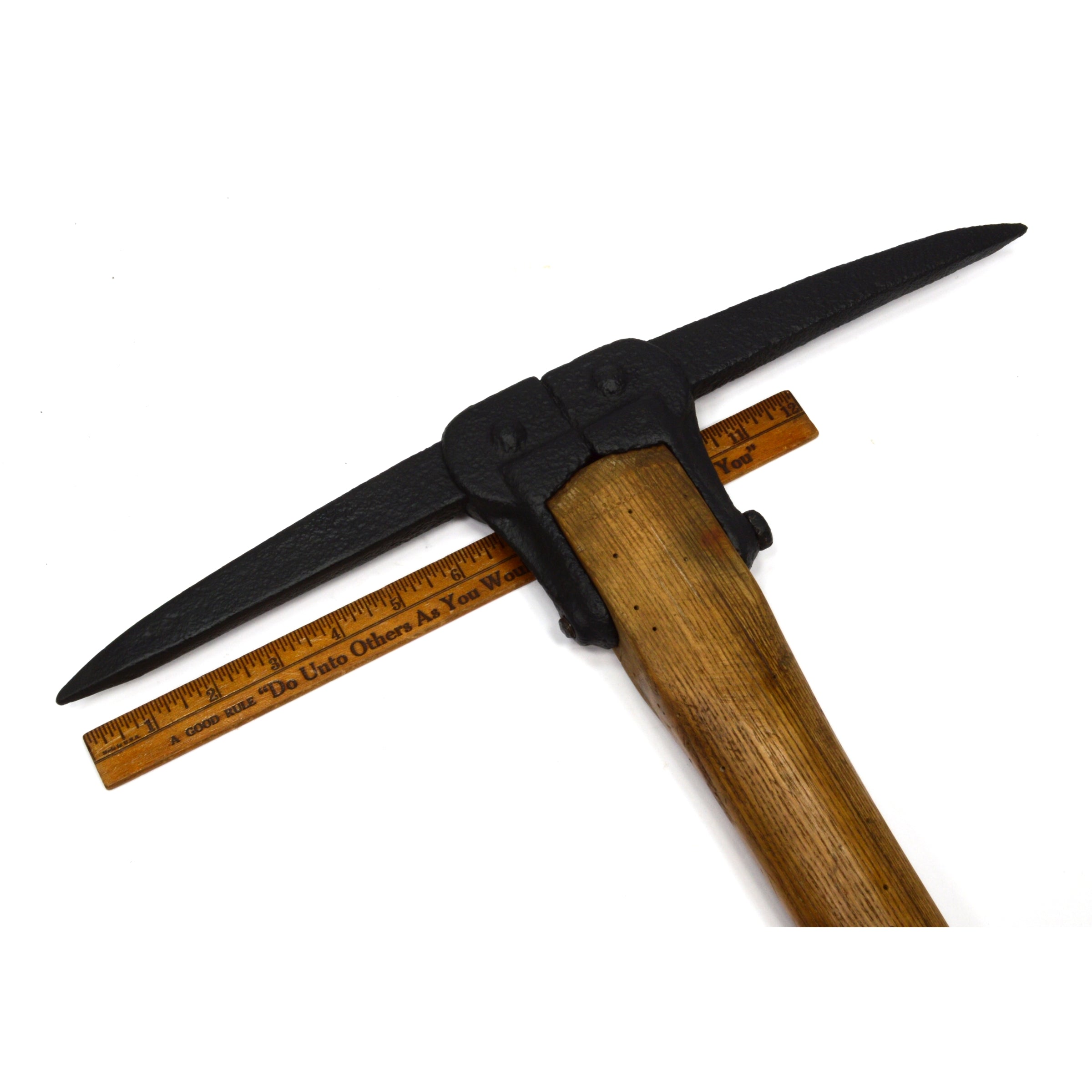 Antique Miner's Pick Axe with Unique Eyeless & Strapped Head - Rare Restored Collectible for Mining Enthusiasts & Historical Reenactments