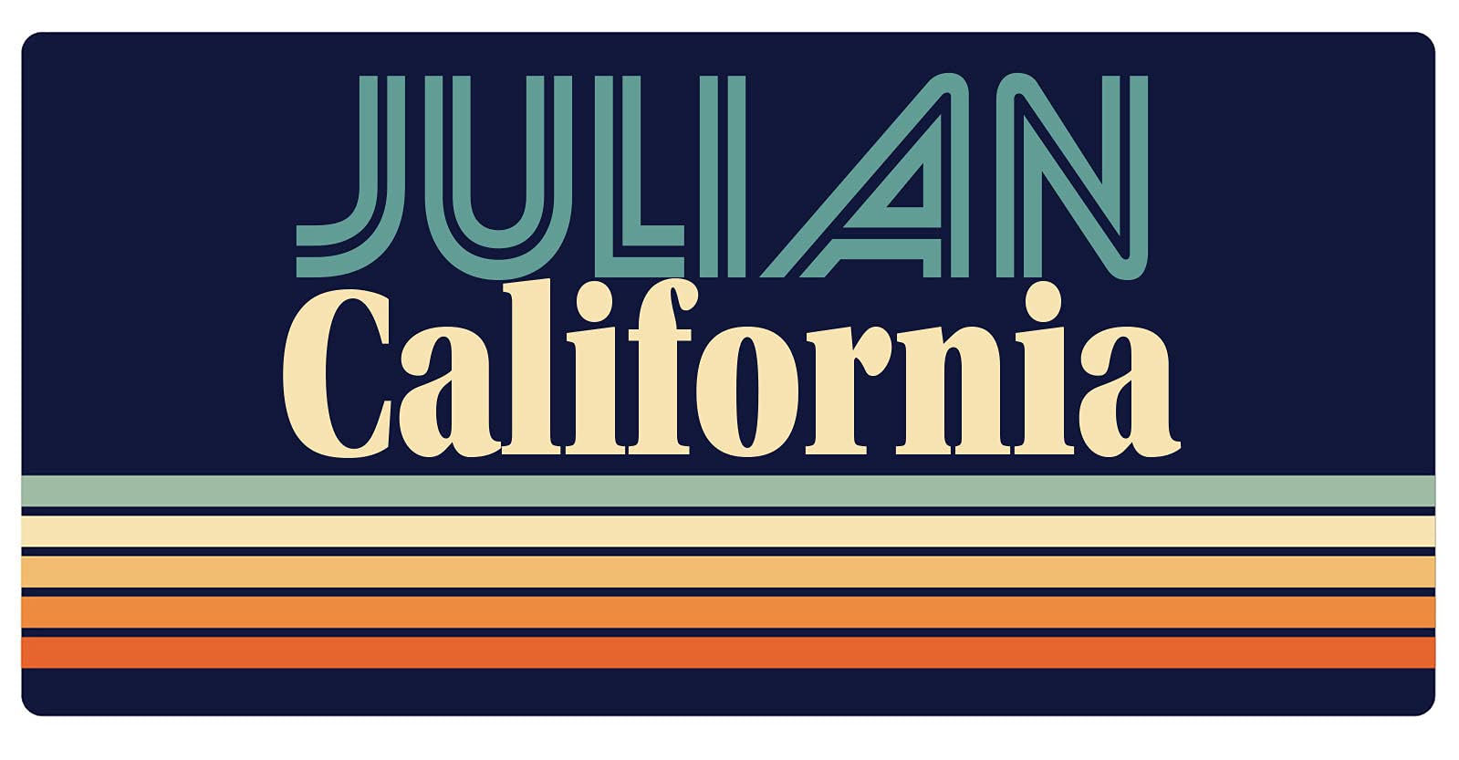 Julian California Retro Design Fridge Magnet 5 x 2.5 Inch - Vintage Kitchen Decor for Refrigerators, Office & Home Organization