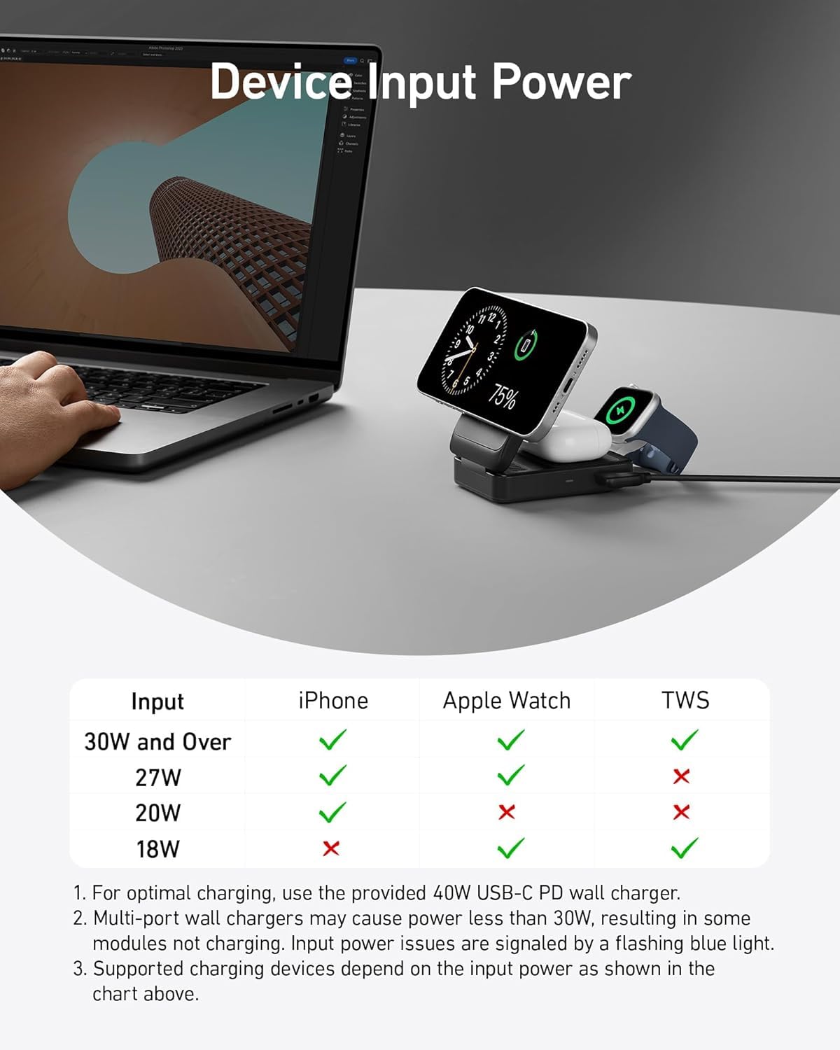 Anker MagGo 3-in-1 Wireless Charging Station with MagSafe | Qi2 Certified 15W Fast Charging | Compatible with iPhone 16/15, AirPods & Apple Watch | Includes 40W USB-C Charger | Perfect for Home, Office & Travel