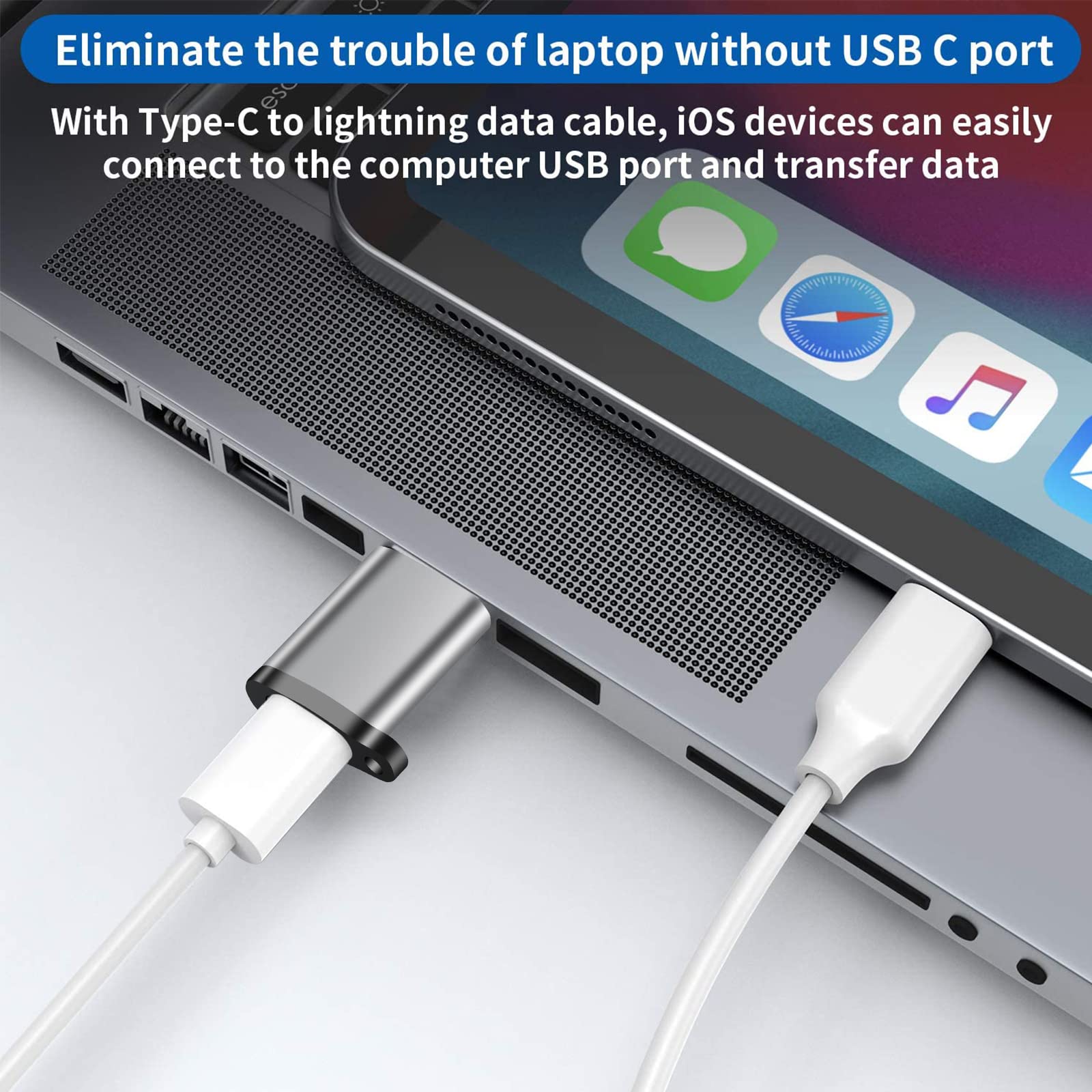 6-Pack USB to USB C Adapter | USB Type C Female to USB A 3.0 Male Converter | Fast Data Sync & Charging OTG for iPhone 15, MacBook, Laptop, CarPlay | Durable Grey Design for Home, Office & Travel Use