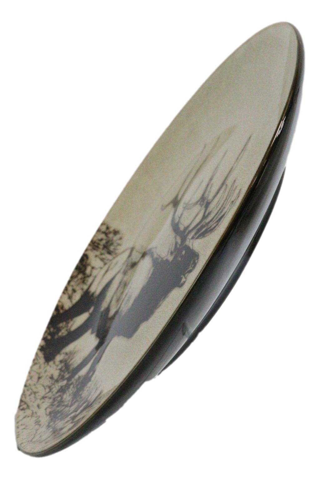Ebros Animal Wildlife Forest Giant Emperor Bull Elk Abstract Art Large Round Dinner Plate Set of 2 (10.75
