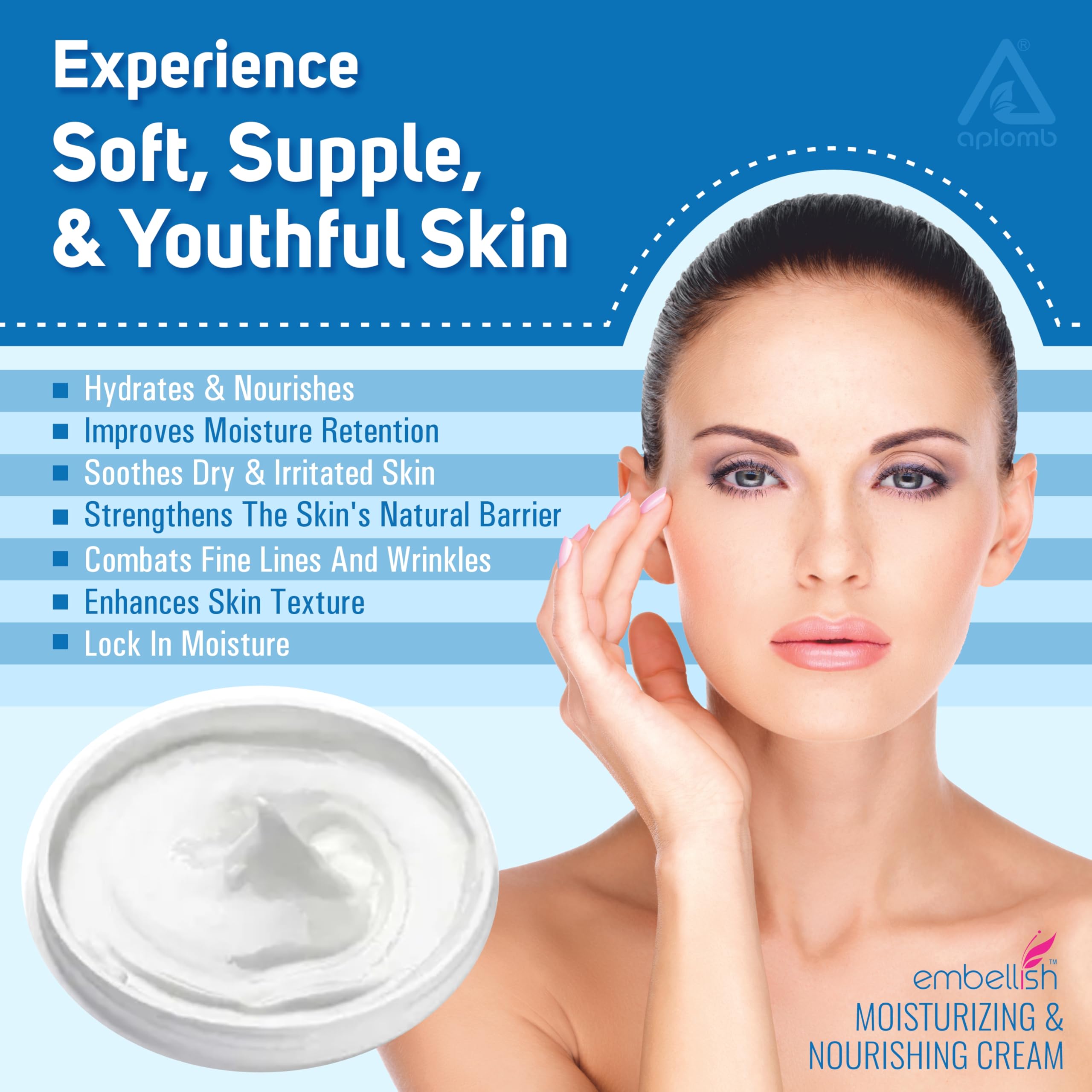 Aplomb Embellish Moisturizing & Nourishing Face Cream with Cocoa Butter, Almond Oil, Jojoba Oil, Aloe Vera & Beeswax - Hydrating Daily Moisturizer for Men & Women (Pack of 2) | Perfect for Dry Skin Care Routine, Day & Night Use, Gift for Her & Him