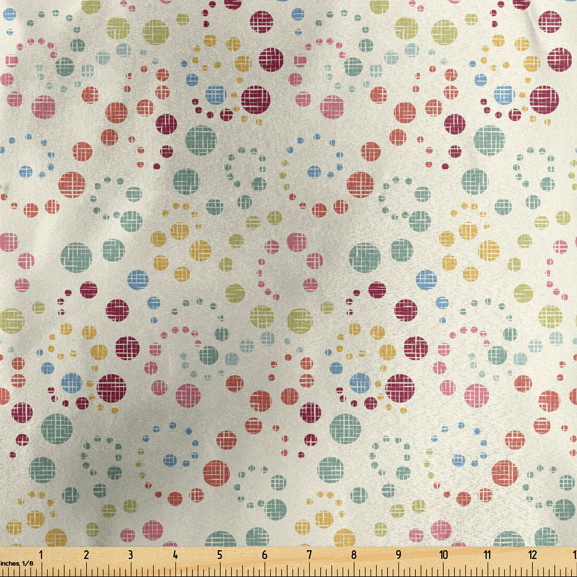 Ambesonne Modern Art Fabric by The Yard - Grunge Polka Dots Retro Print Satin Fabric for Home Decor, DIY Crafts & Upholstery | Perfect for Curtains, Pillows, Table Runners & Wall Hangings