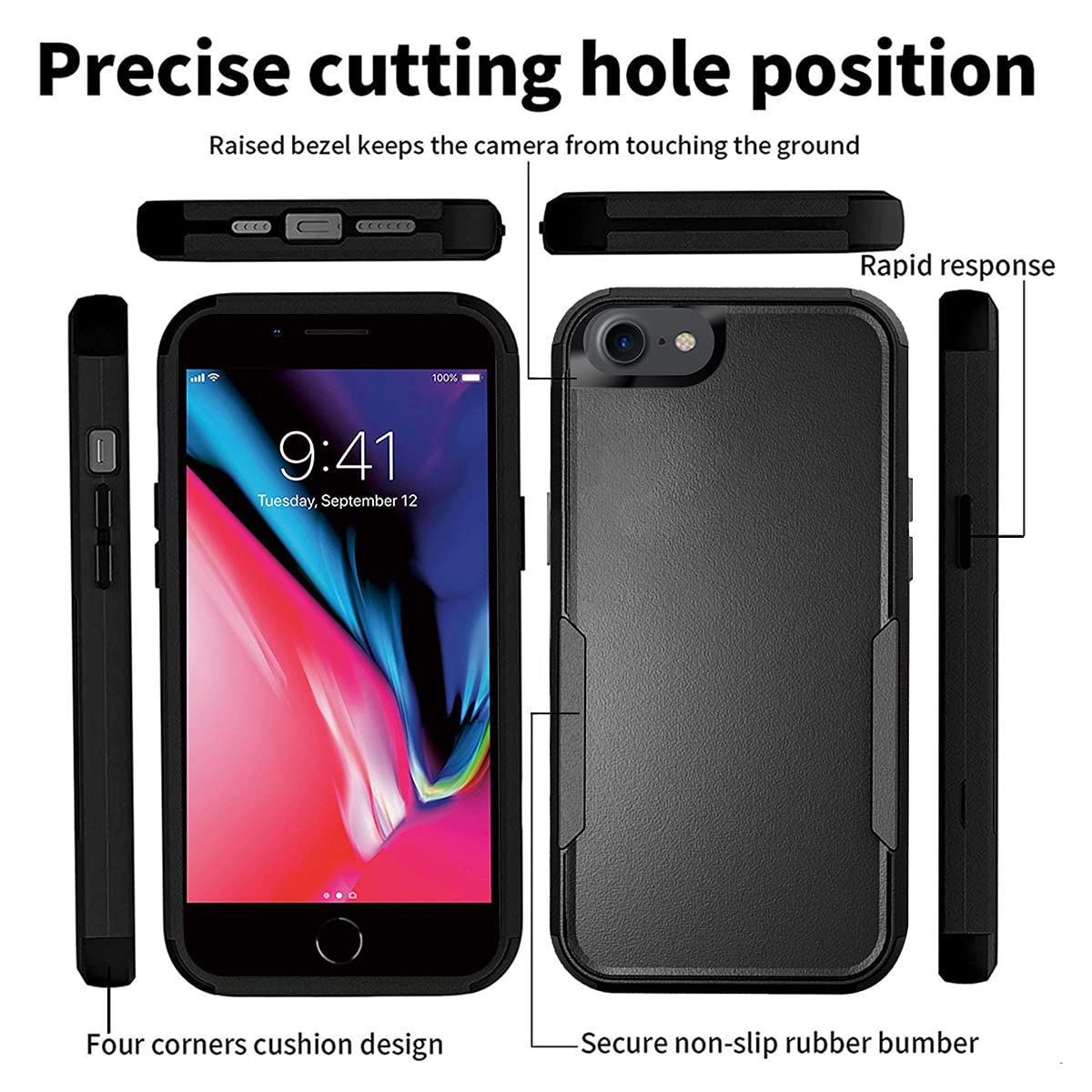 Custom iPhone SE 2020 Phone Case - Shockproof, Scratch-Resistant, 3-Layer Protective Cover with Multi-Photo Personalization | Perfect Gift for Birthday, Anniversary & Daily Protection (Black)