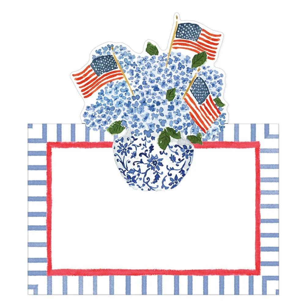 Elegant Wedding Place Cards with Flags & Hydrangea Design - Perfect for Bridal Showers, Receptions, and Special Events