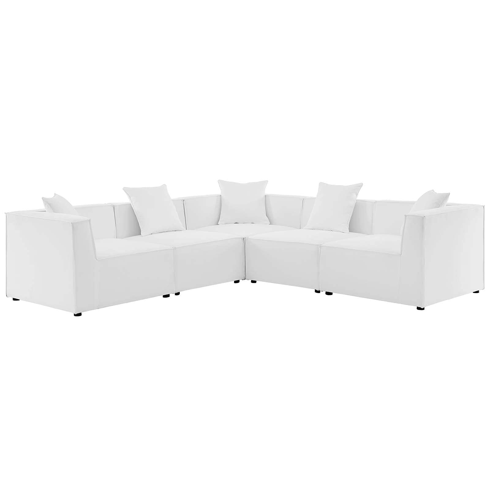 Modern White Fabric Lounge Sectional Sofa Set for Outdoor Patio, Balcony, Cafe, Bistro, Garden, and Hotel Use