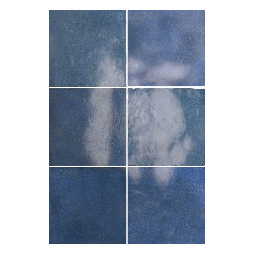 Sorrento Blue 132X132 Zellige Gloss Square Ceramic Tile - Perfect for Kitchen Backsplash, Bathroom Walls & Modern Interior Design