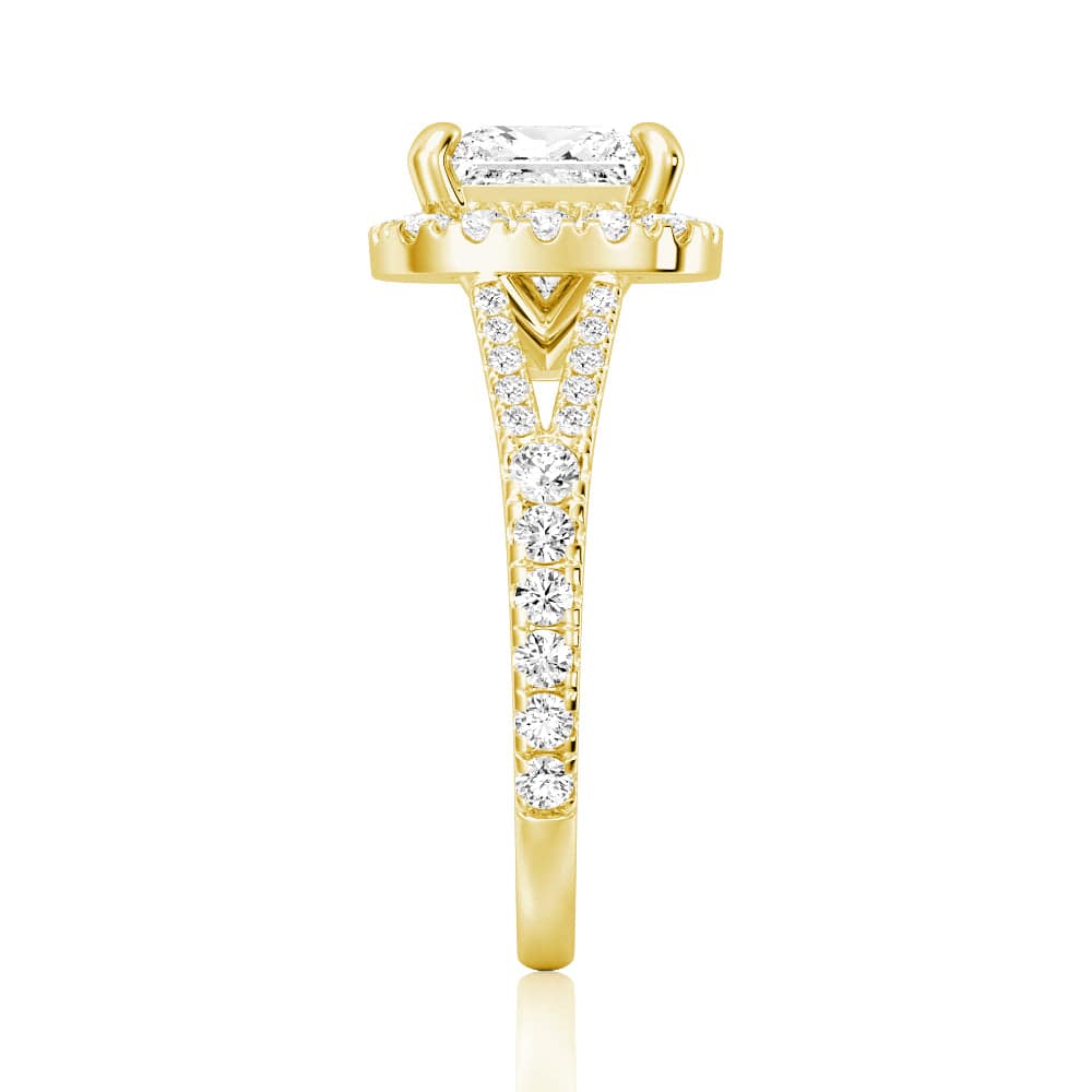 Princess Cut Split Shank Moissanite Halo Engagement Ring - 1.5ct Diamond Alternative Wedding Ring for Women, Proposal Gift, Anniversary Jewelry (Perfect for Bridal, Valentine's Day & Special Occasions)