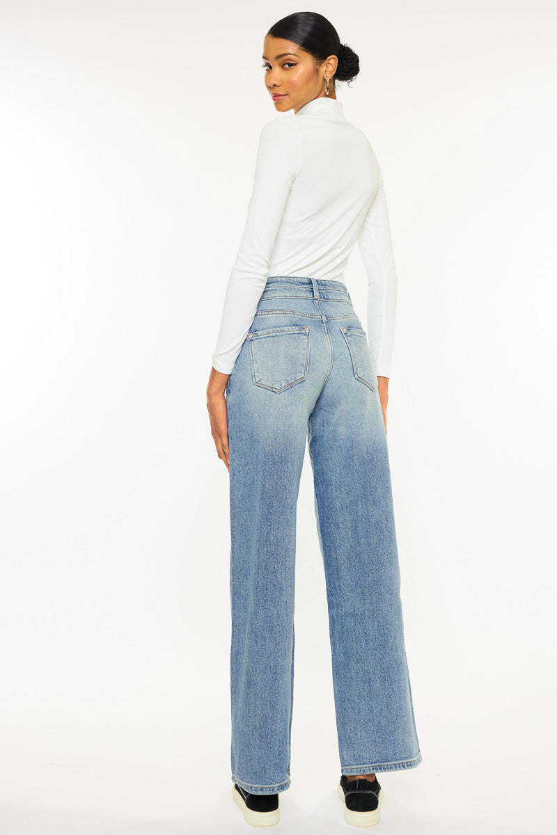 Promise High Rise Wide Leg Jeans for Women - Comfortable Stretchy Denim Pants - Perfect for Casual Wear, Office Outfits & Street Style Fashion