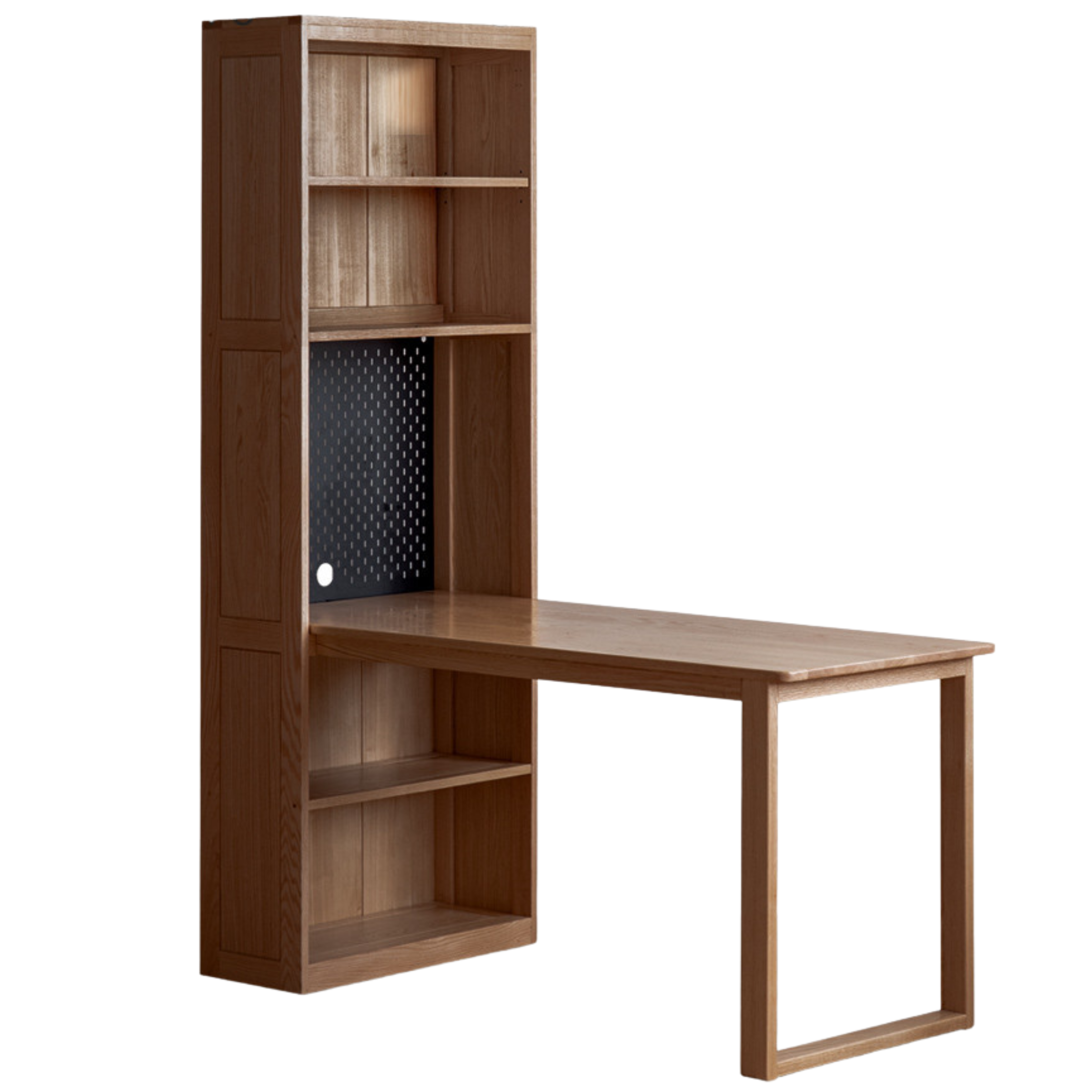 Solid Oak Wood Integrated Desk Cabinet with Storage - Modern Home Office Furniture for Work & Study