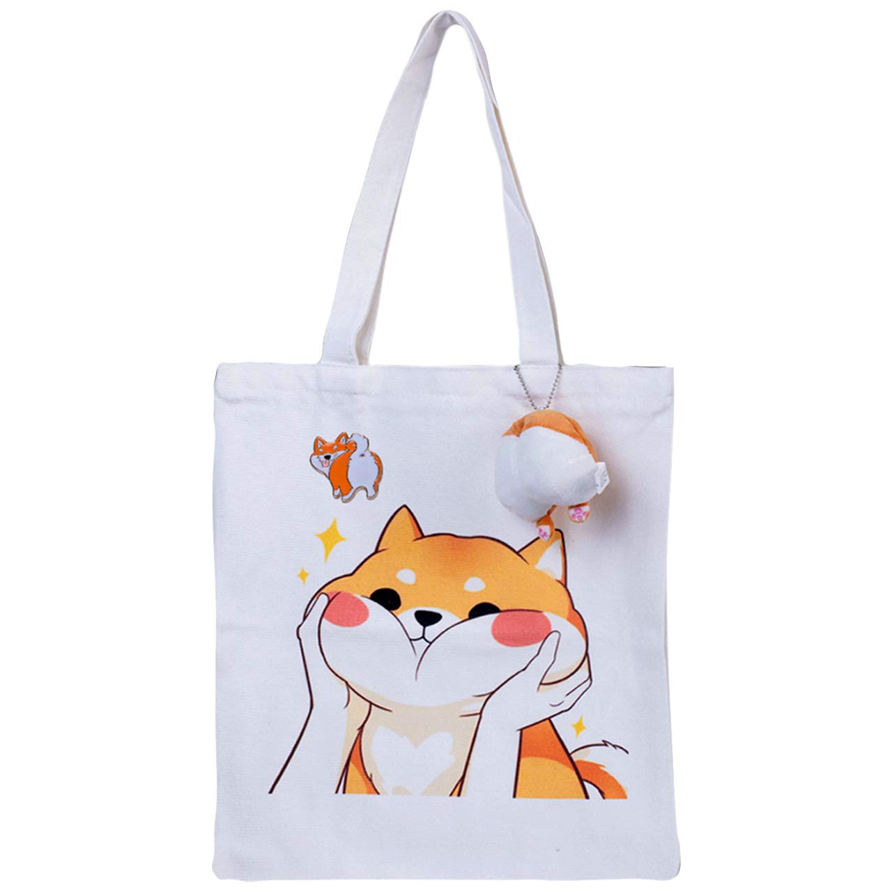 Stylish Women's Tote Bag with Inner Pocket & Zipper - Cute Shiba Inu Corgi Dog Print Large Handbag for Shopping, Work, Beach, Travel - Perfect for Laptop, Books & Daily Essentials