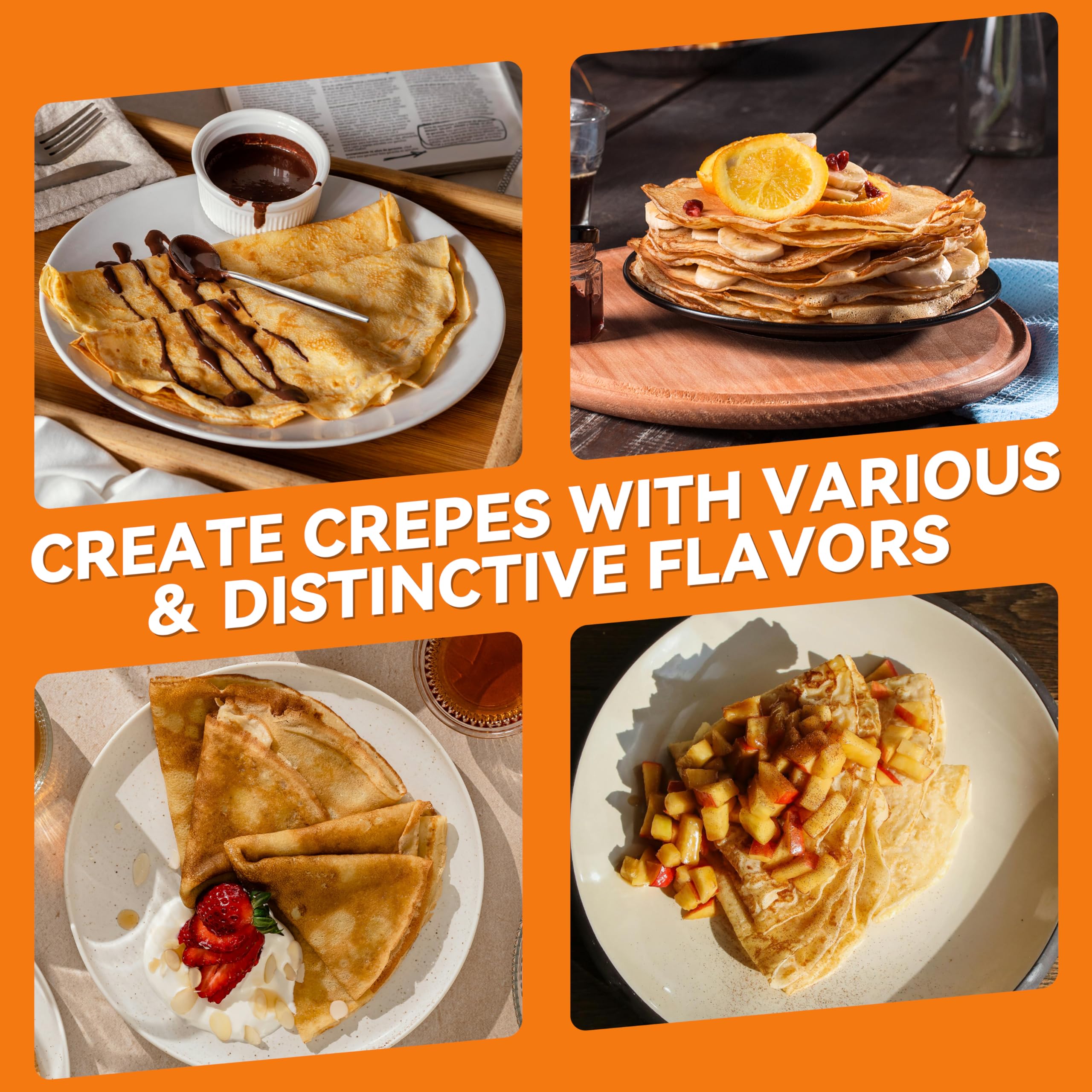 Baker's Friend Electric Crepe Maker Machine - Non-Stick Dipping Plate, Auto Power Off & Temperature Control - Portable Pancake Maker for Home, Breakfast & Party - Perfect for French Crepes, Pancakes & Desserts
