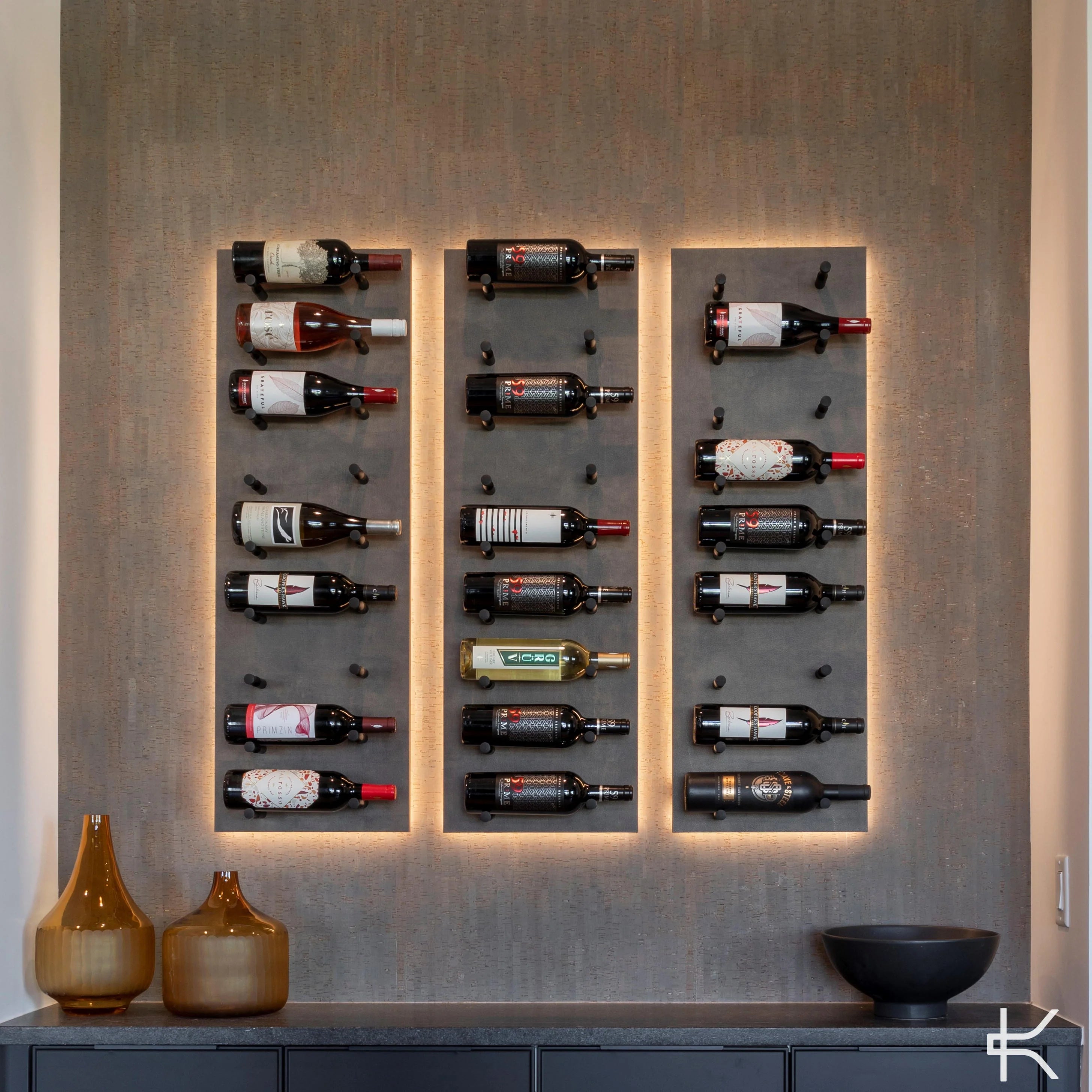 Kessick Wine as Art 14x42 Vertical Textured Panel Wine Rack - Elegant Wine Storage for Home, Office, or Restaurant Display