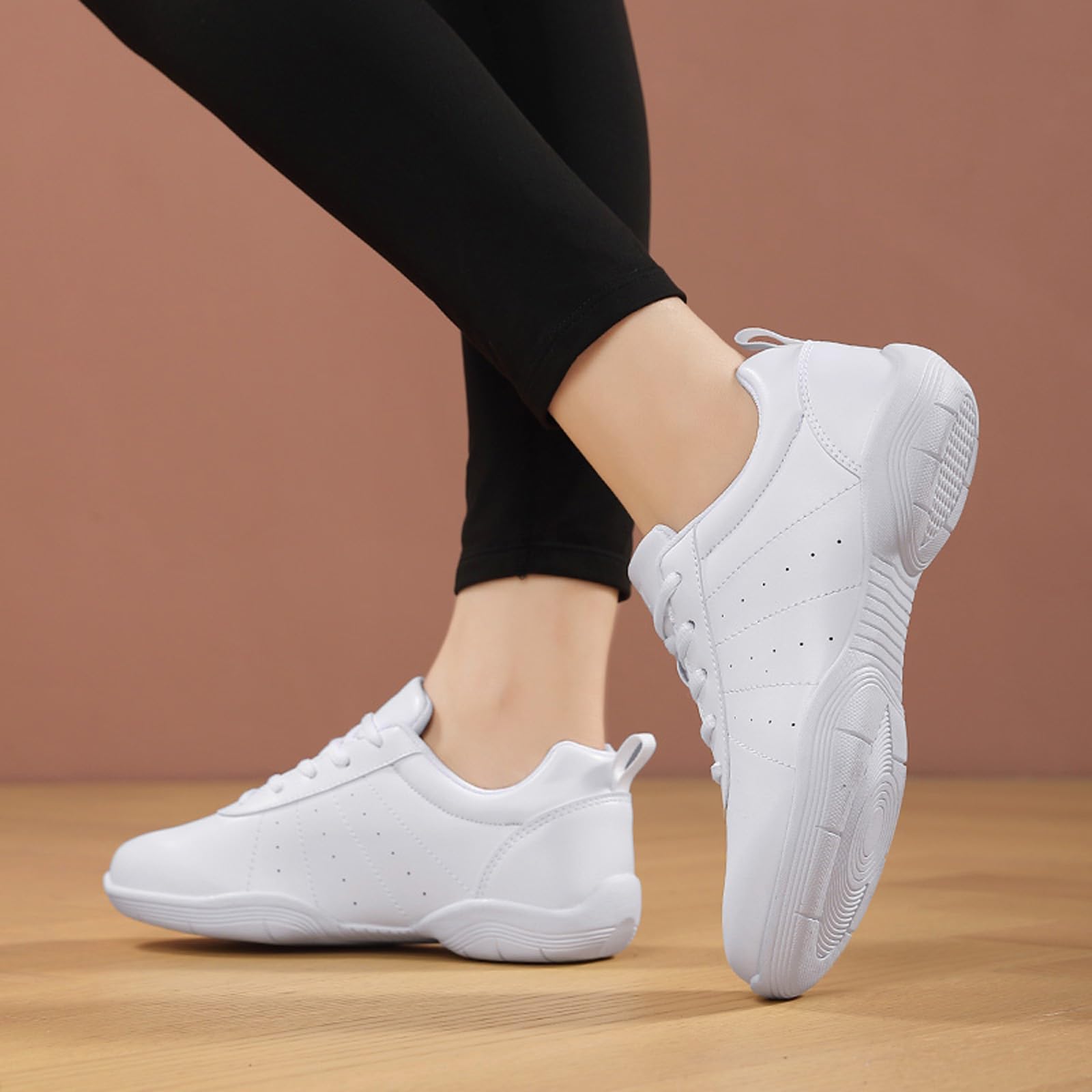 iHinzry Girls' Cheerleading Shoes - Breathable Lightweight White Cheer Sneakers for Women - Perfect for Cheerleading, Dance, Tennis, Athletic Training & Walking